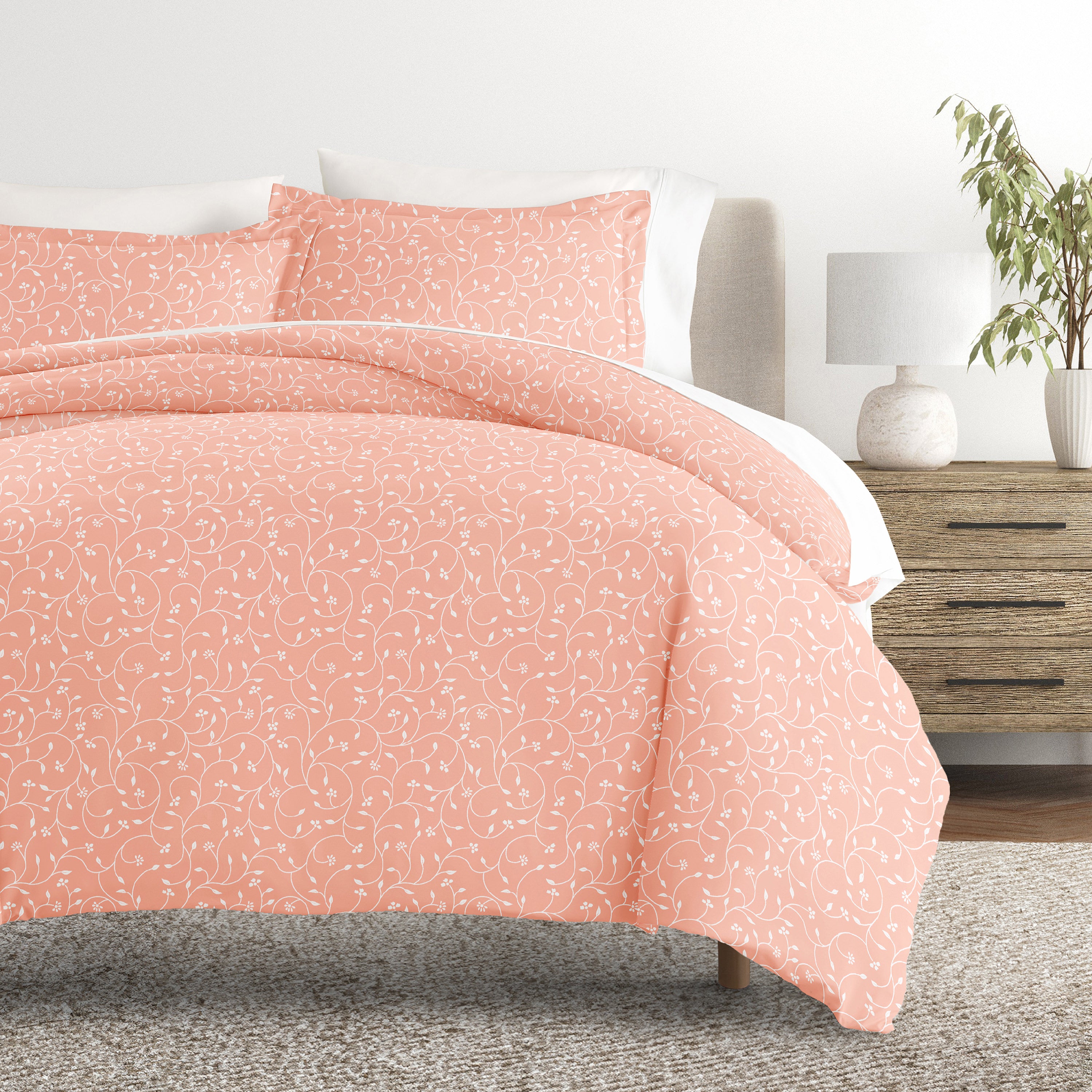 Pink Buds Patterned Duvet Cover Set