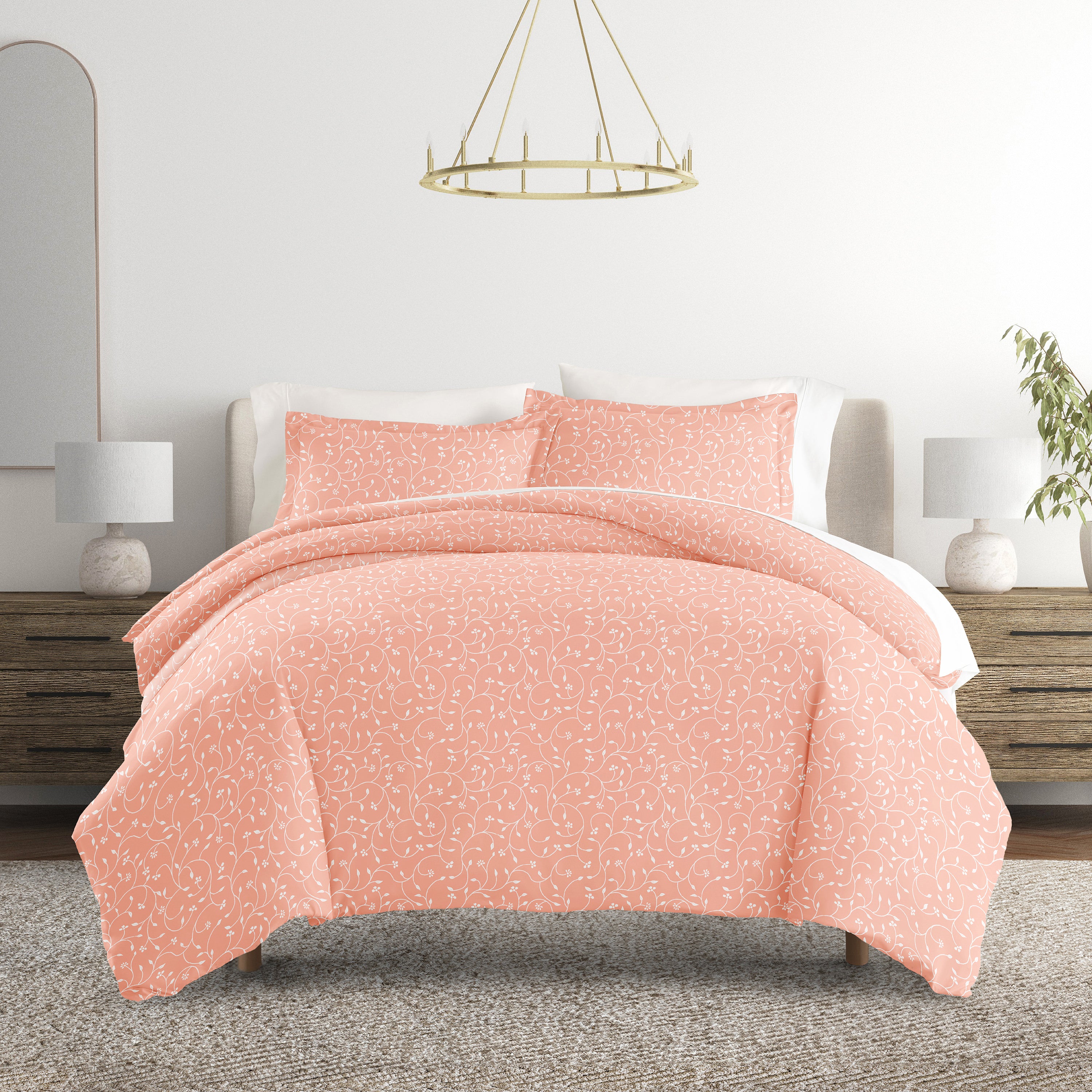 Pink Buds Patterned Duvet Cover Set