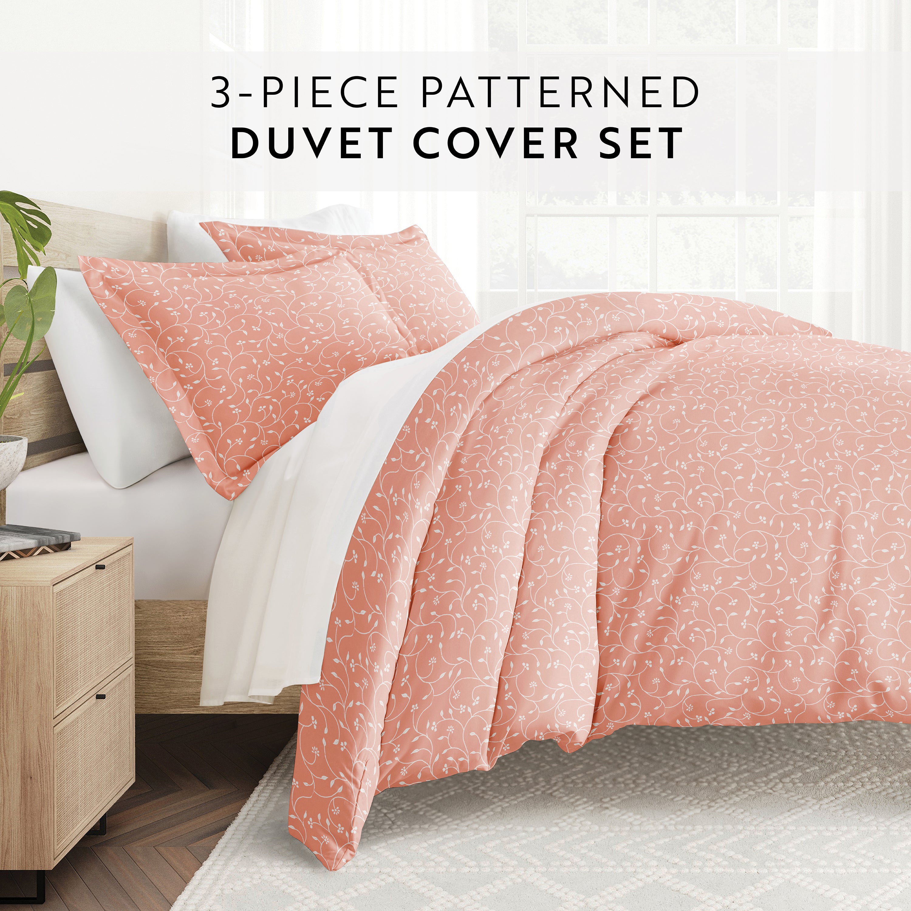 Pink Buds Patterned Duvet Cover Set