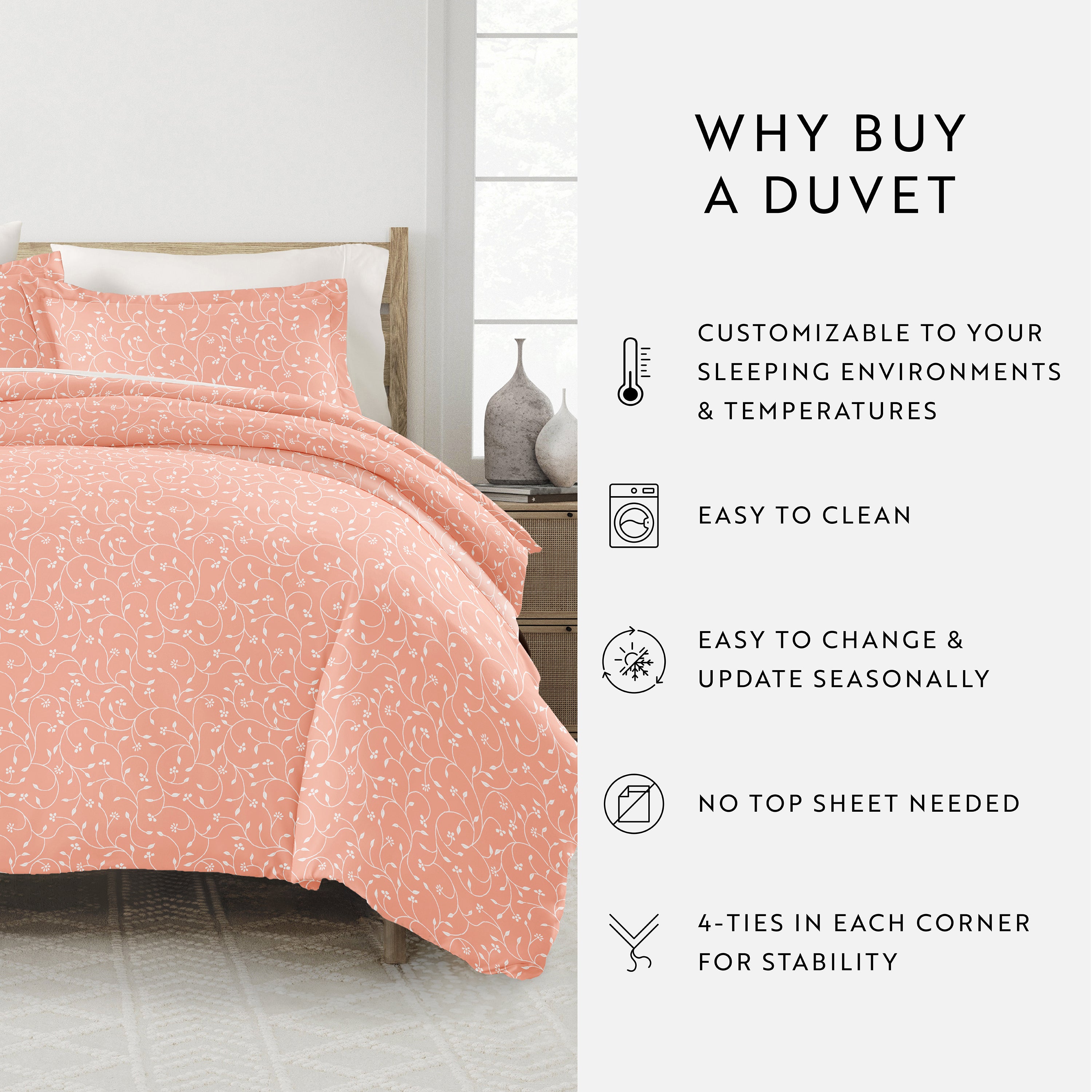 Pink Buds Patterned Duvet Cover Set