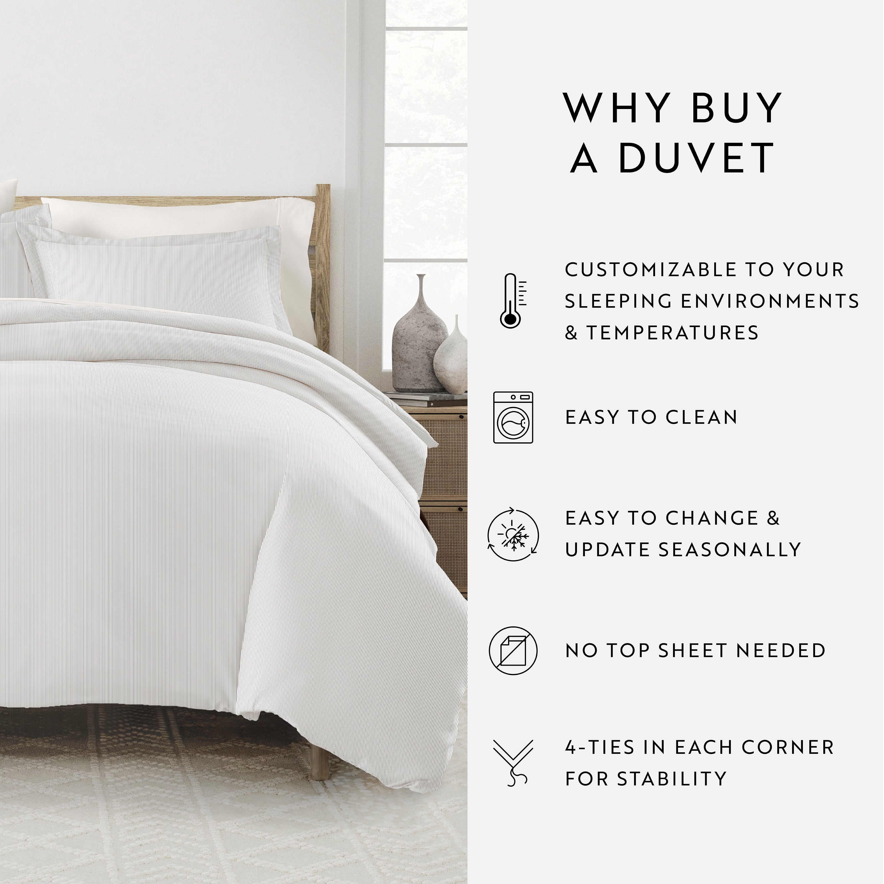 Pinstriped Patterned Duvet Cover Set