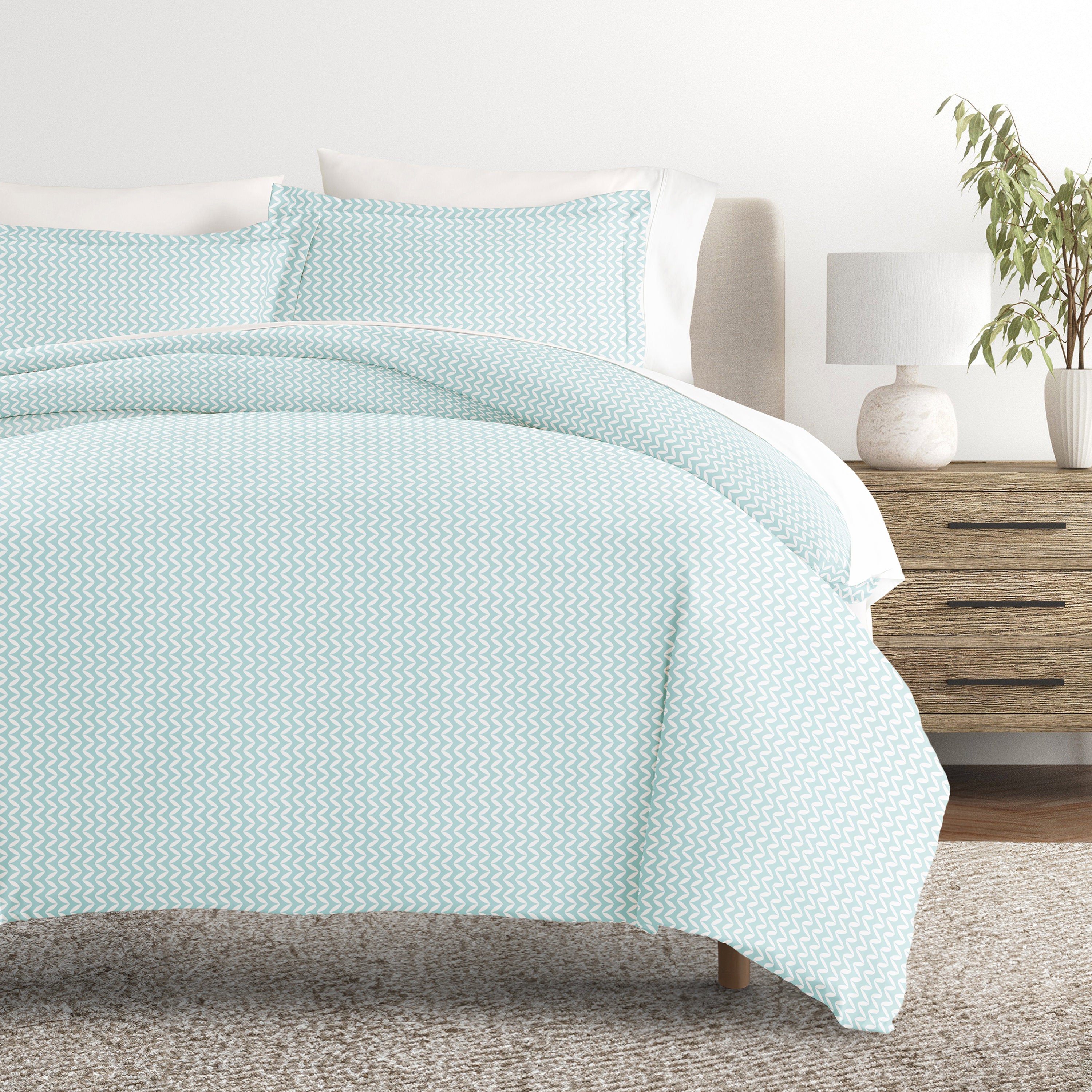 Puffed Chevron Patterned Duvet Cover Set