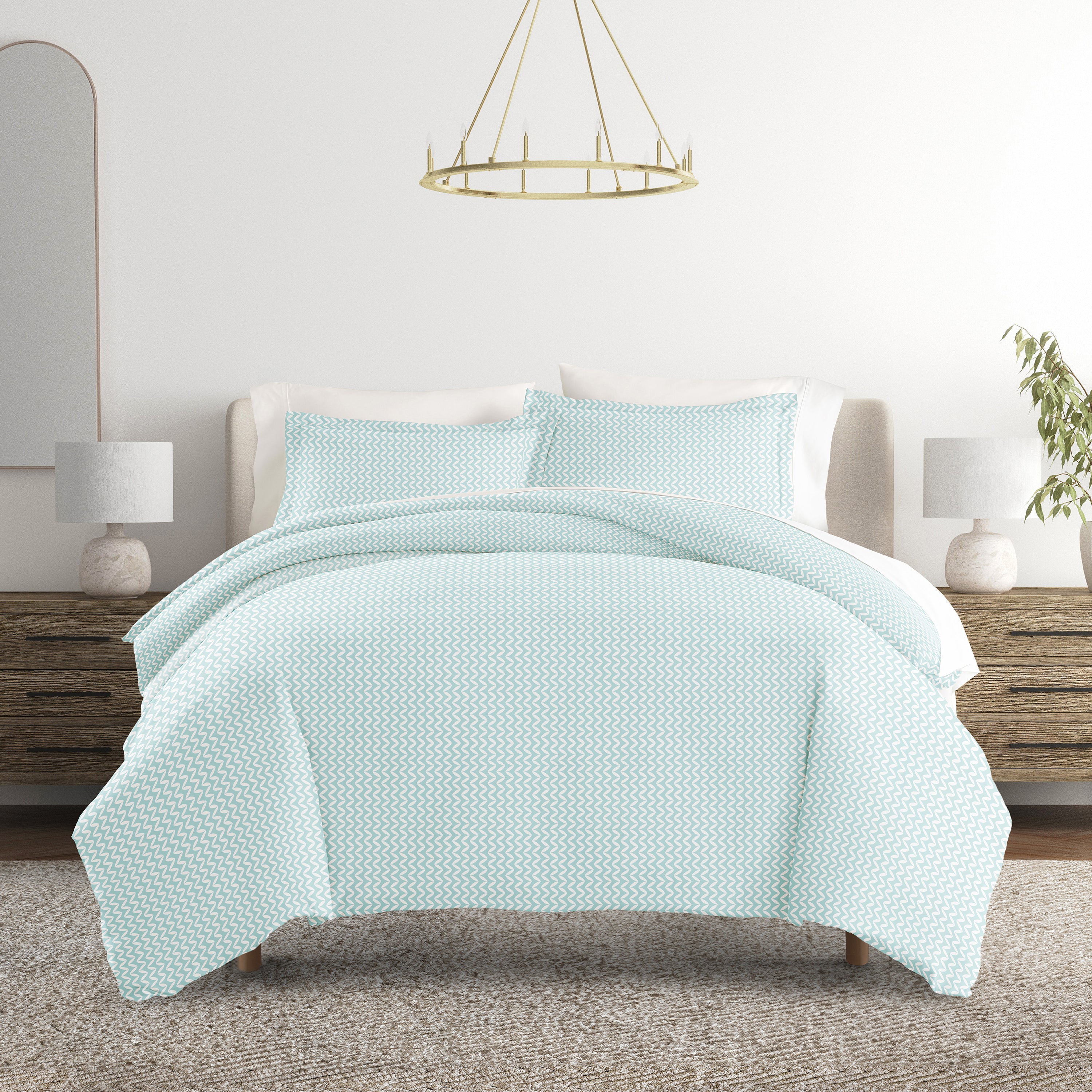 Puffed Chevron Patterned Duvet Cover Set