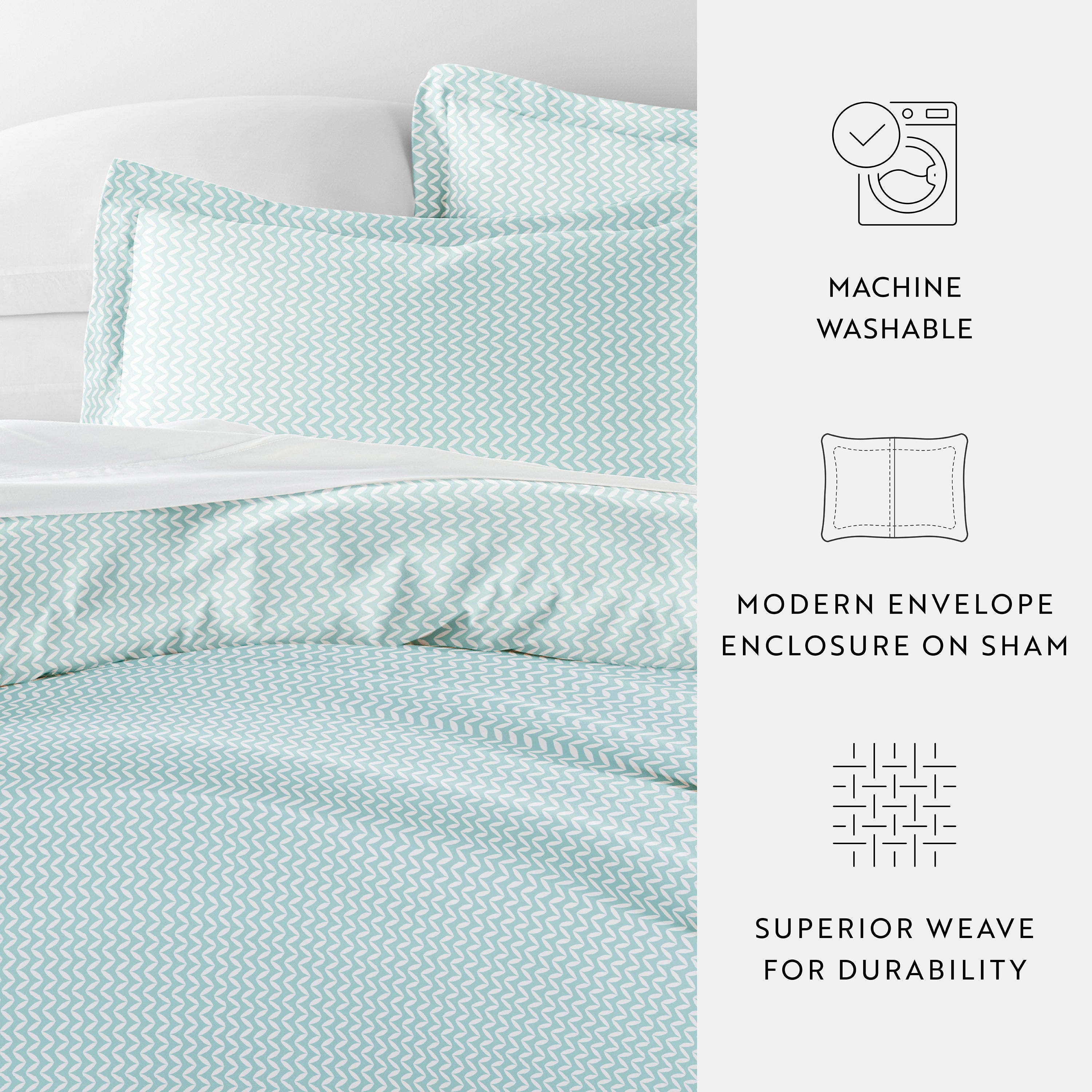 Puffed Chevron Patterned Duvet Cover Set