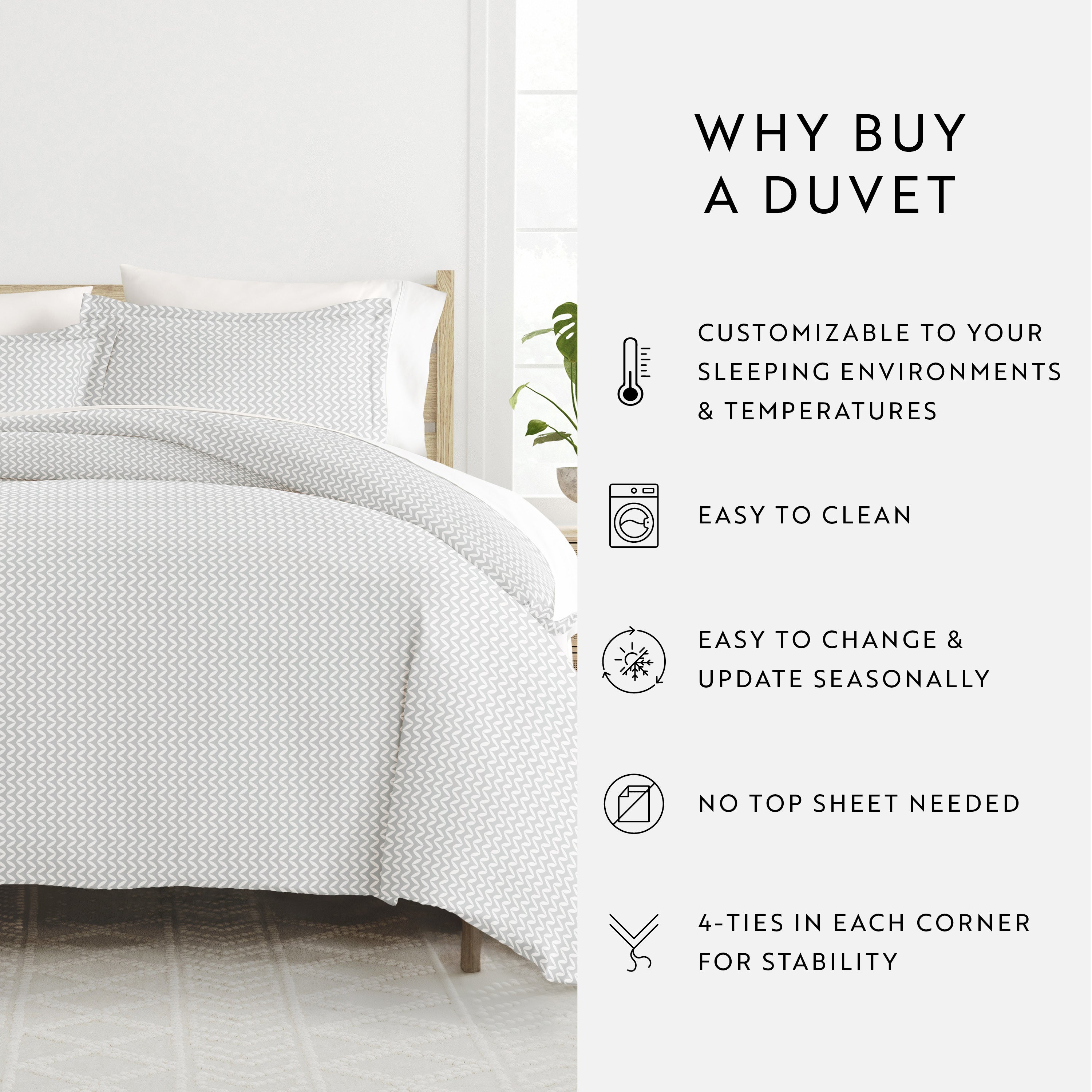 Puffed Chevron Patterned Duvet Cover Set