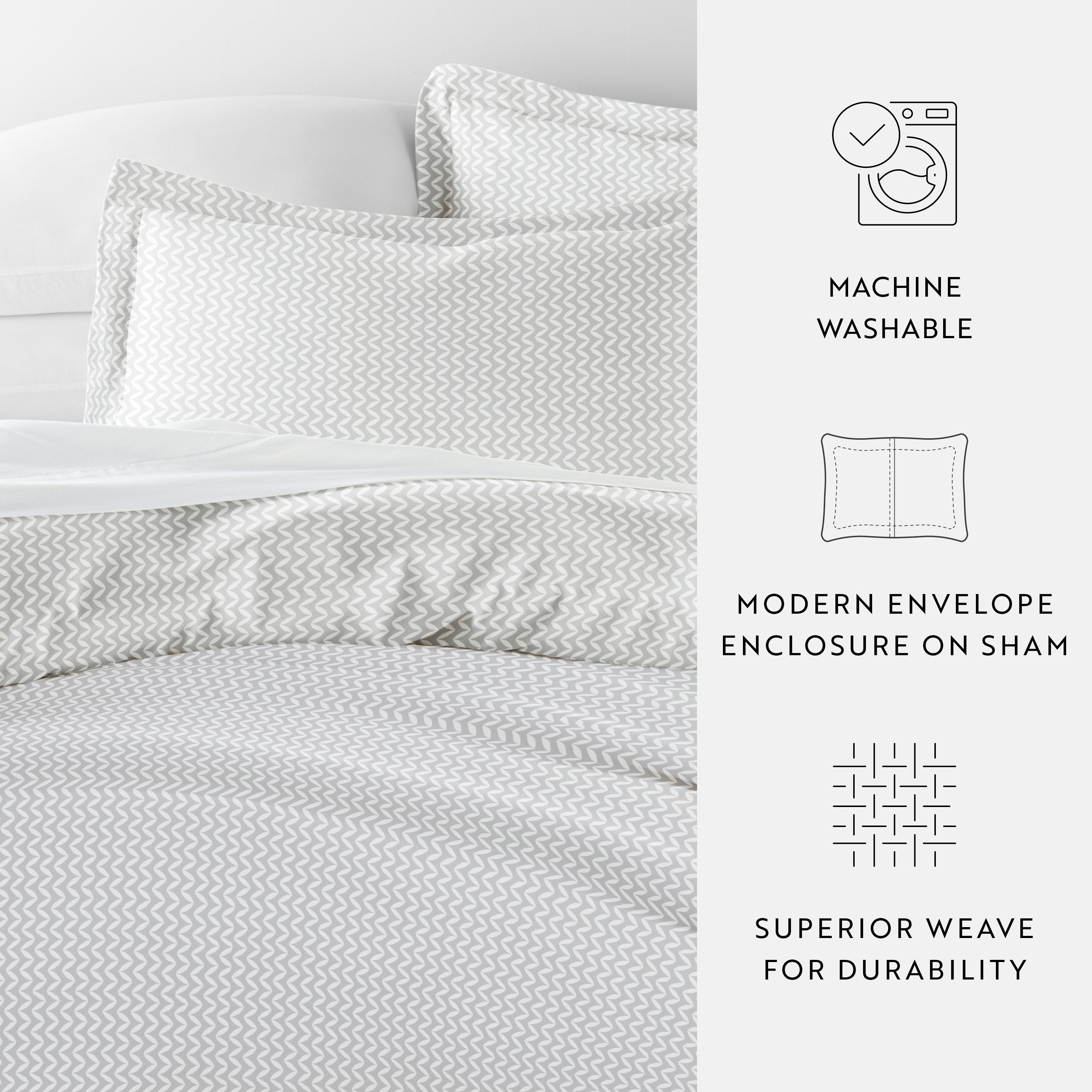 Puffed Chevron Patterned Duvet Cover Set