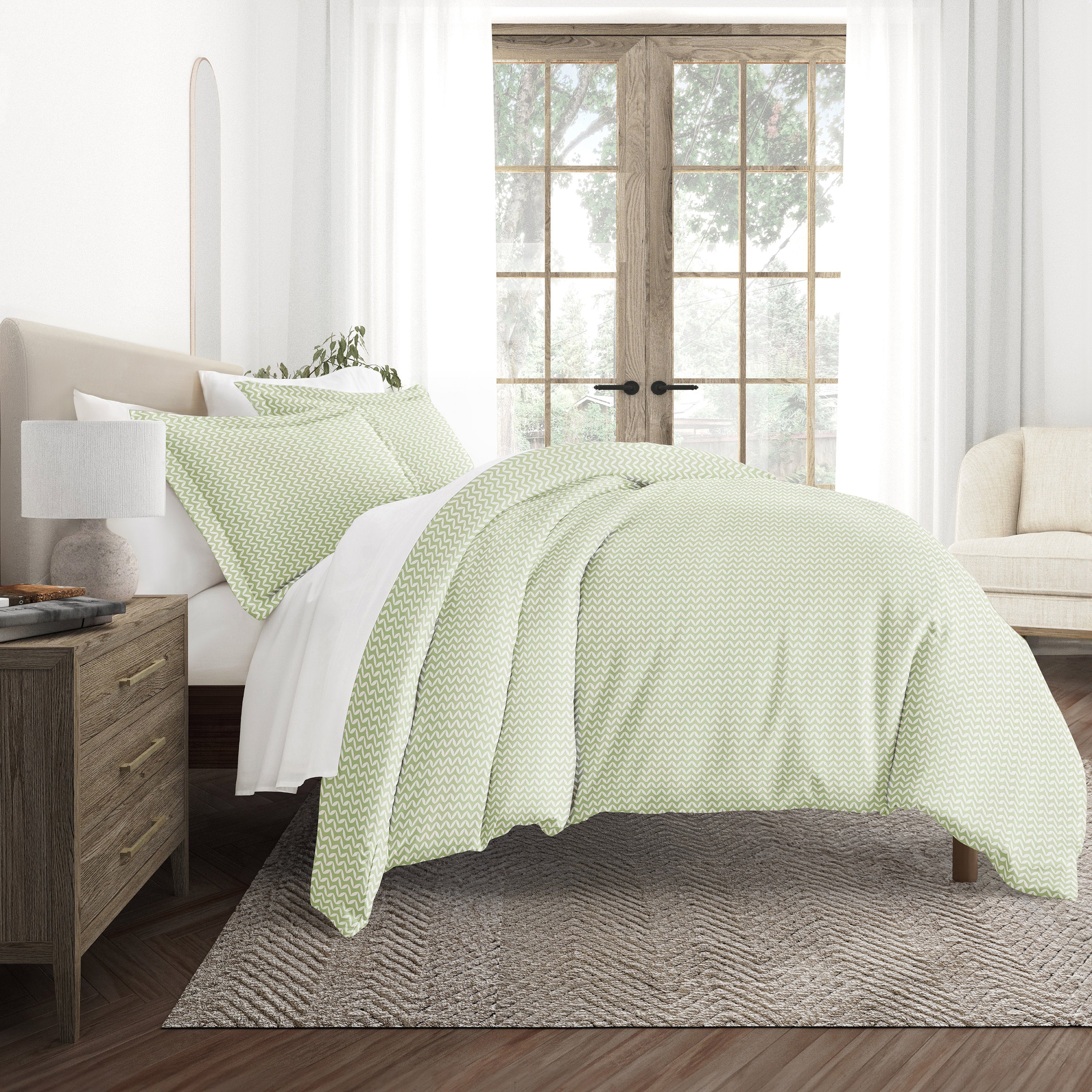 Puffed Chevron Patterned Duvet Cover Set