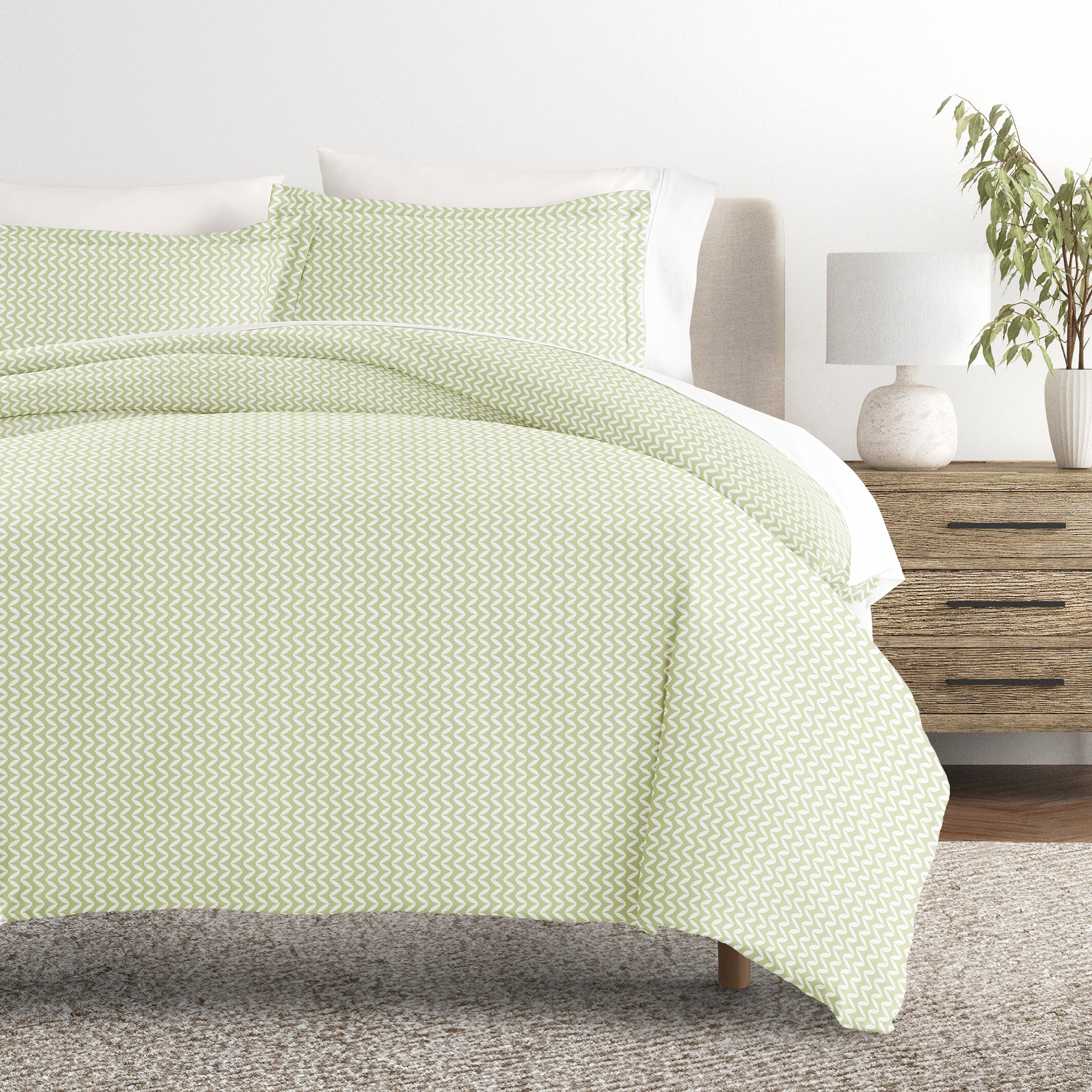 Puffed Chevron Patterned Duvet Cover Set