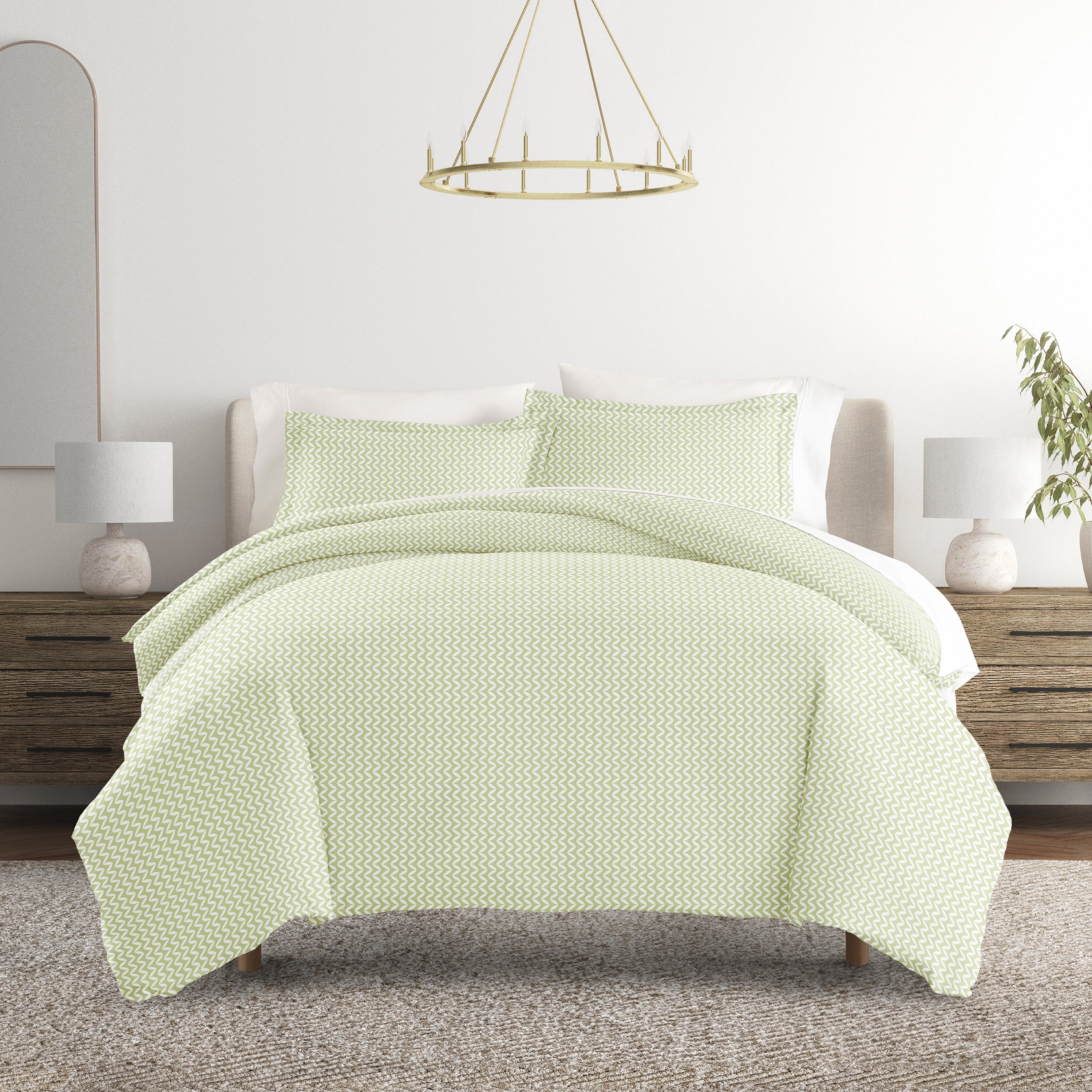 Puffed Chevron Patterned Duvet Cover Set