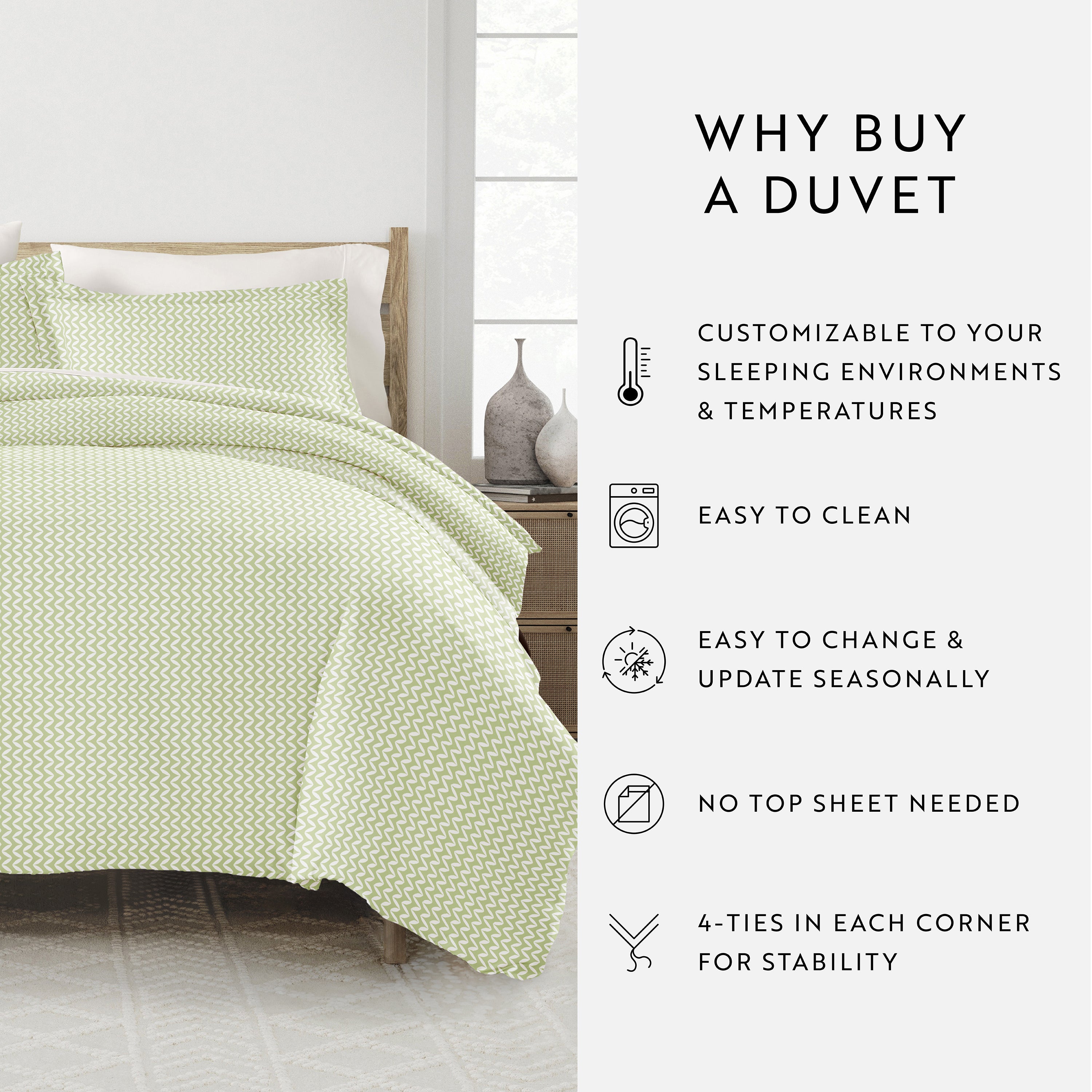Puffed Chevron Patterned Duvet Cover Set