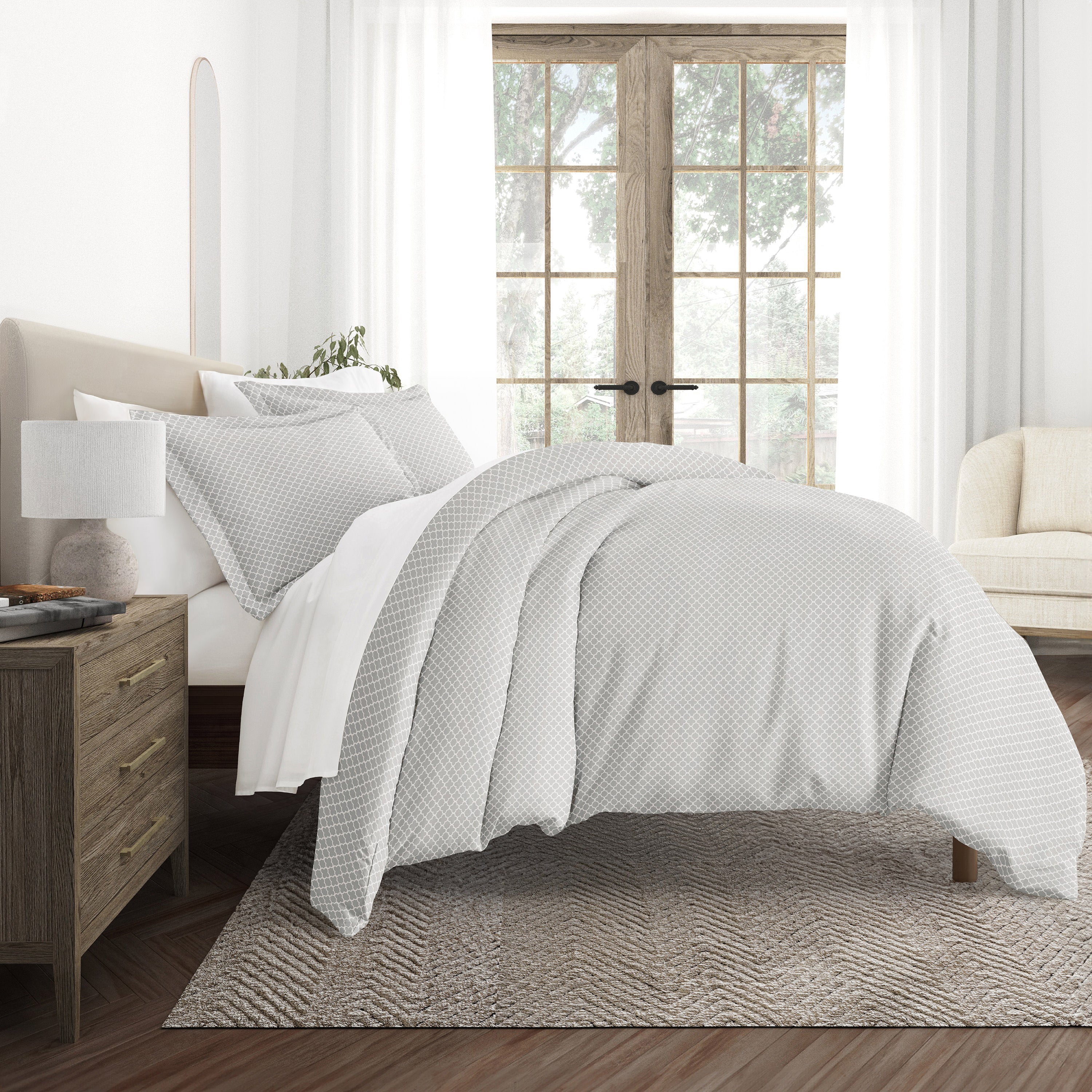Quatrefoil Patterned Duvet Cover Set