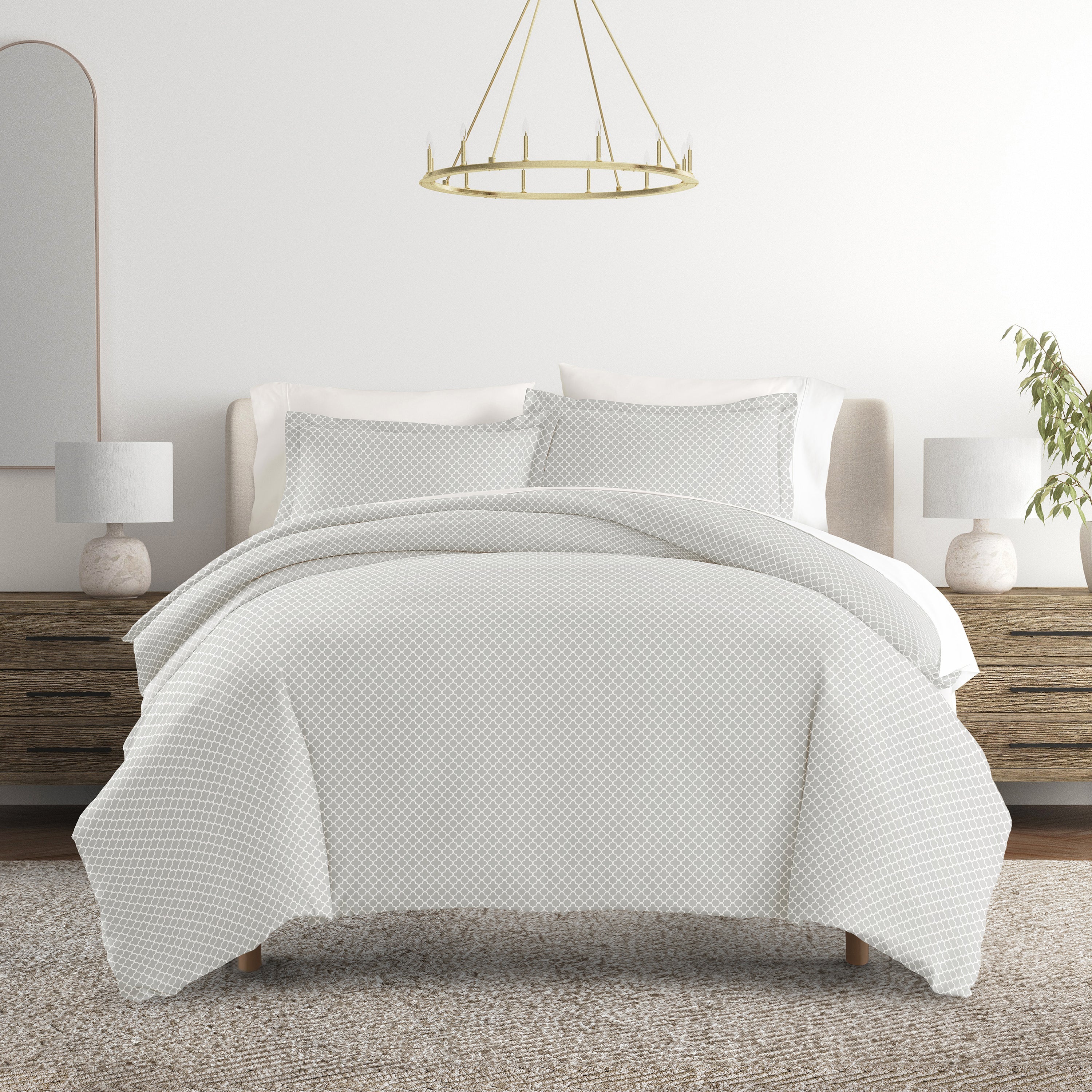 Quatrefoil Patterned Duvet Cover Set