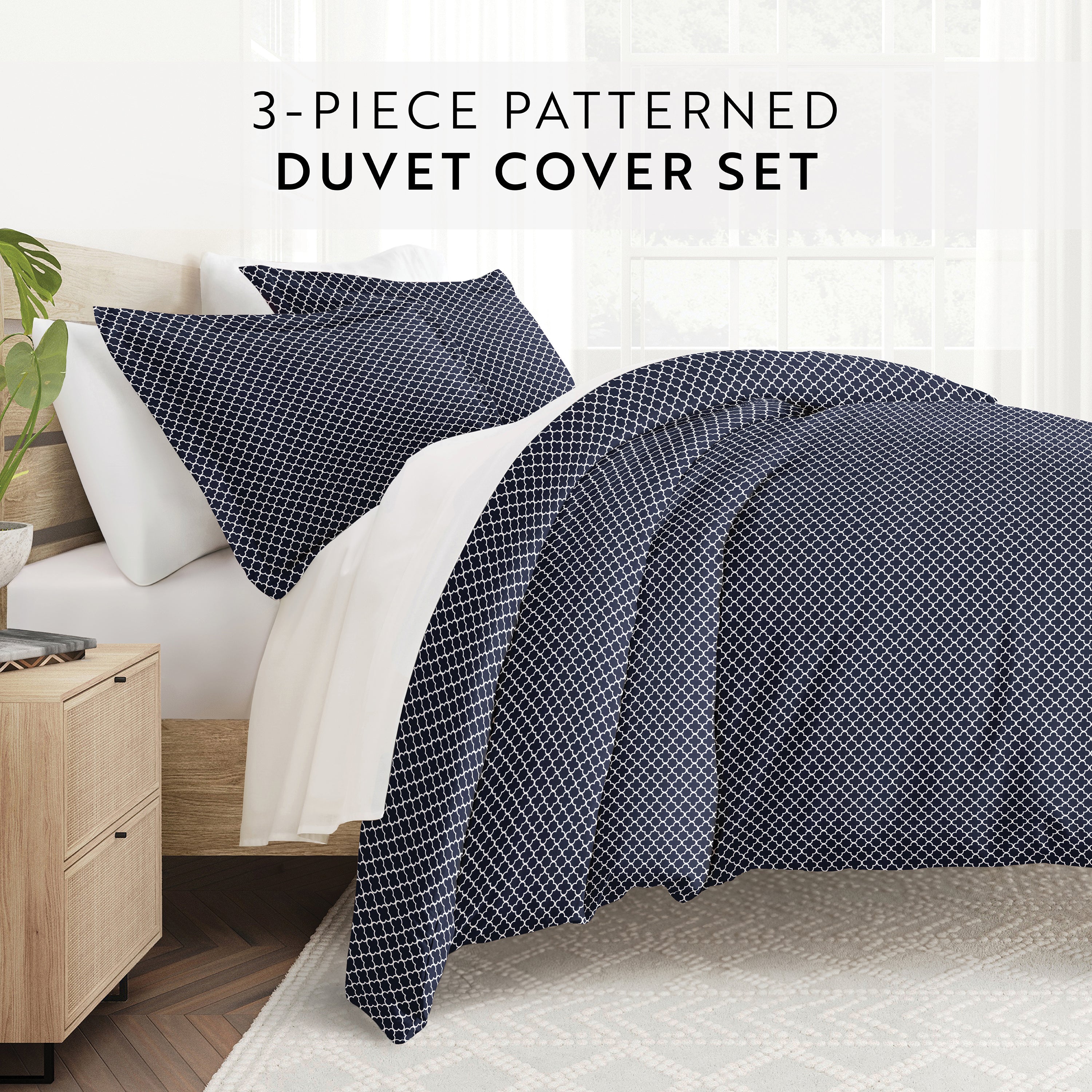 Quatrefoil Patterned Duvet Cover Set