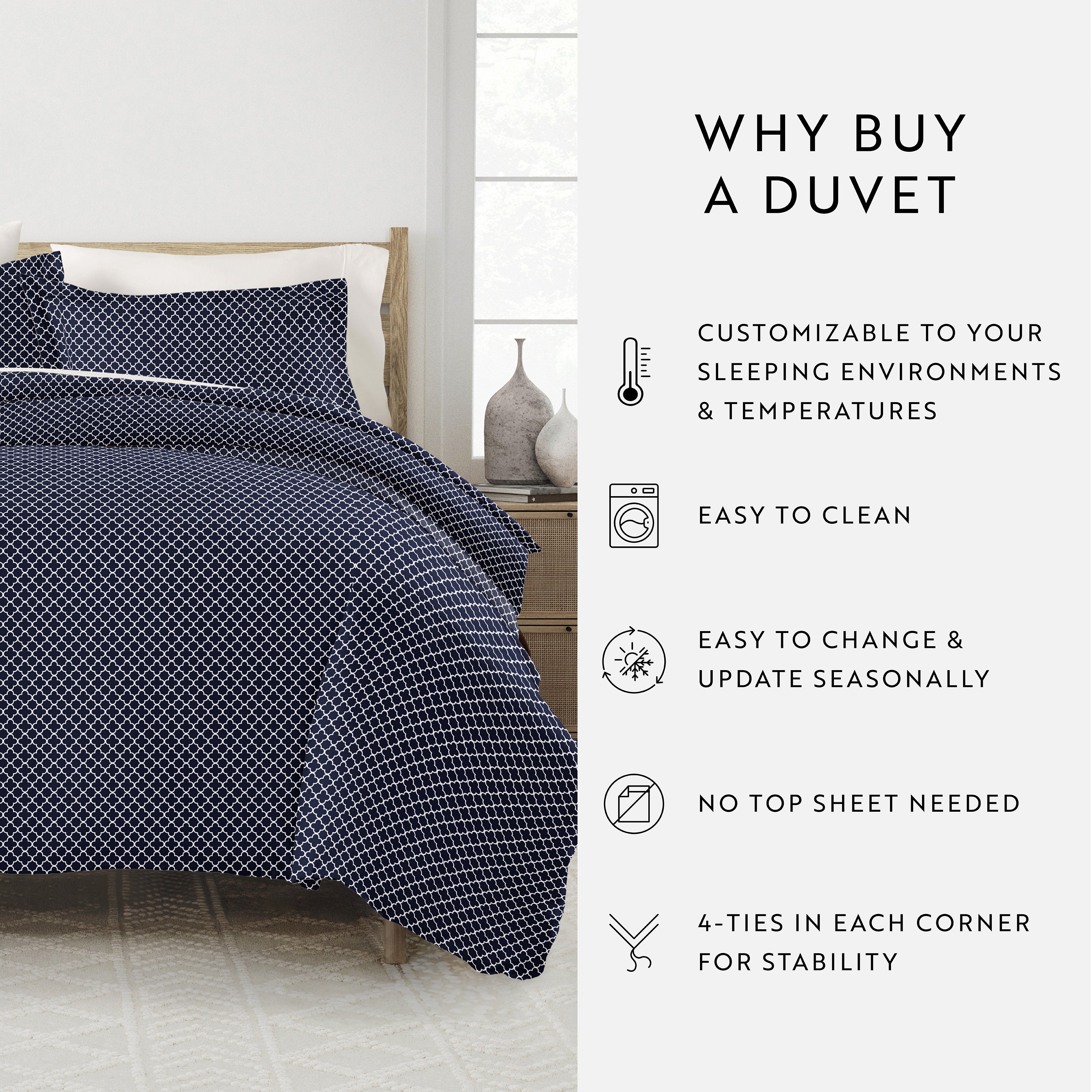 Quatrefoil Patterned Duvet Cover Set