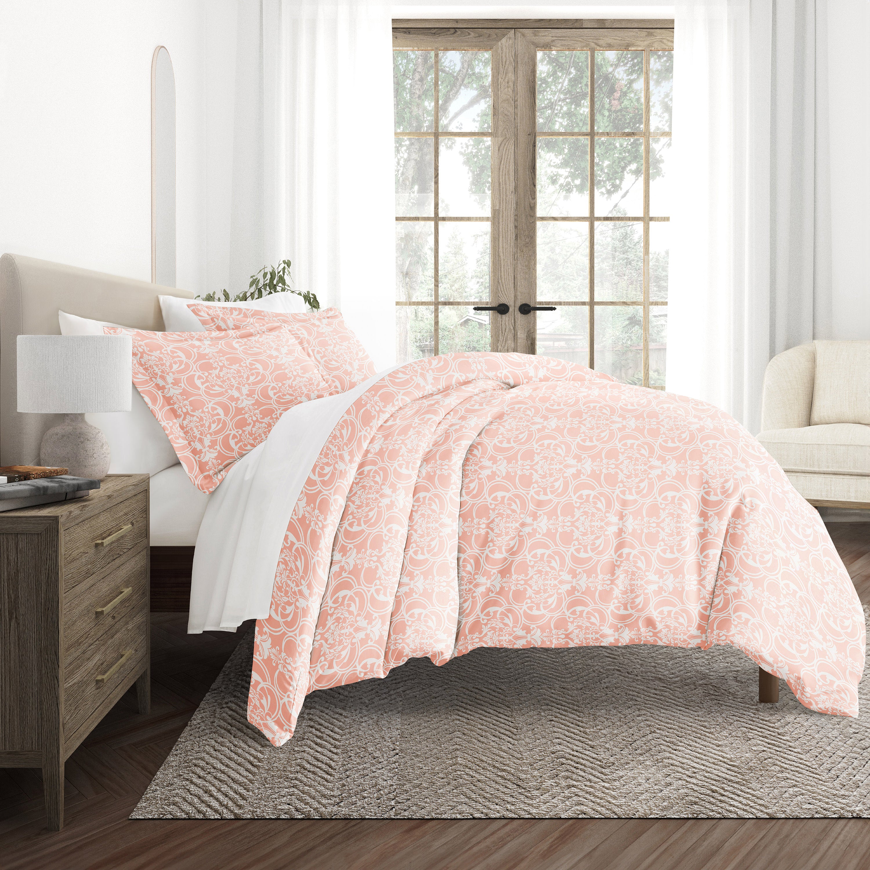Romantic Damask Patterned Duvet Cover Set