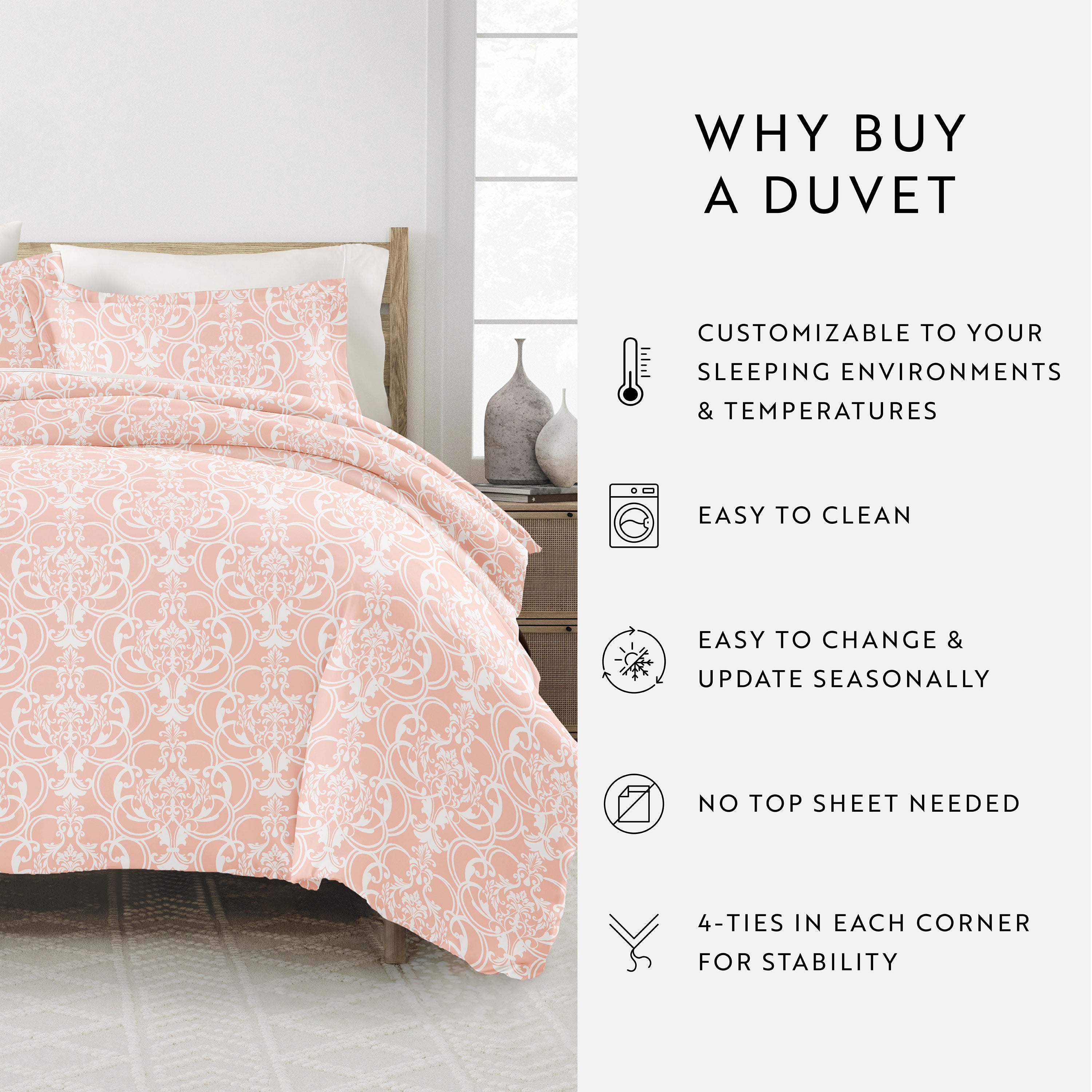 Romantic Damask Patterned Duvet Cover Set