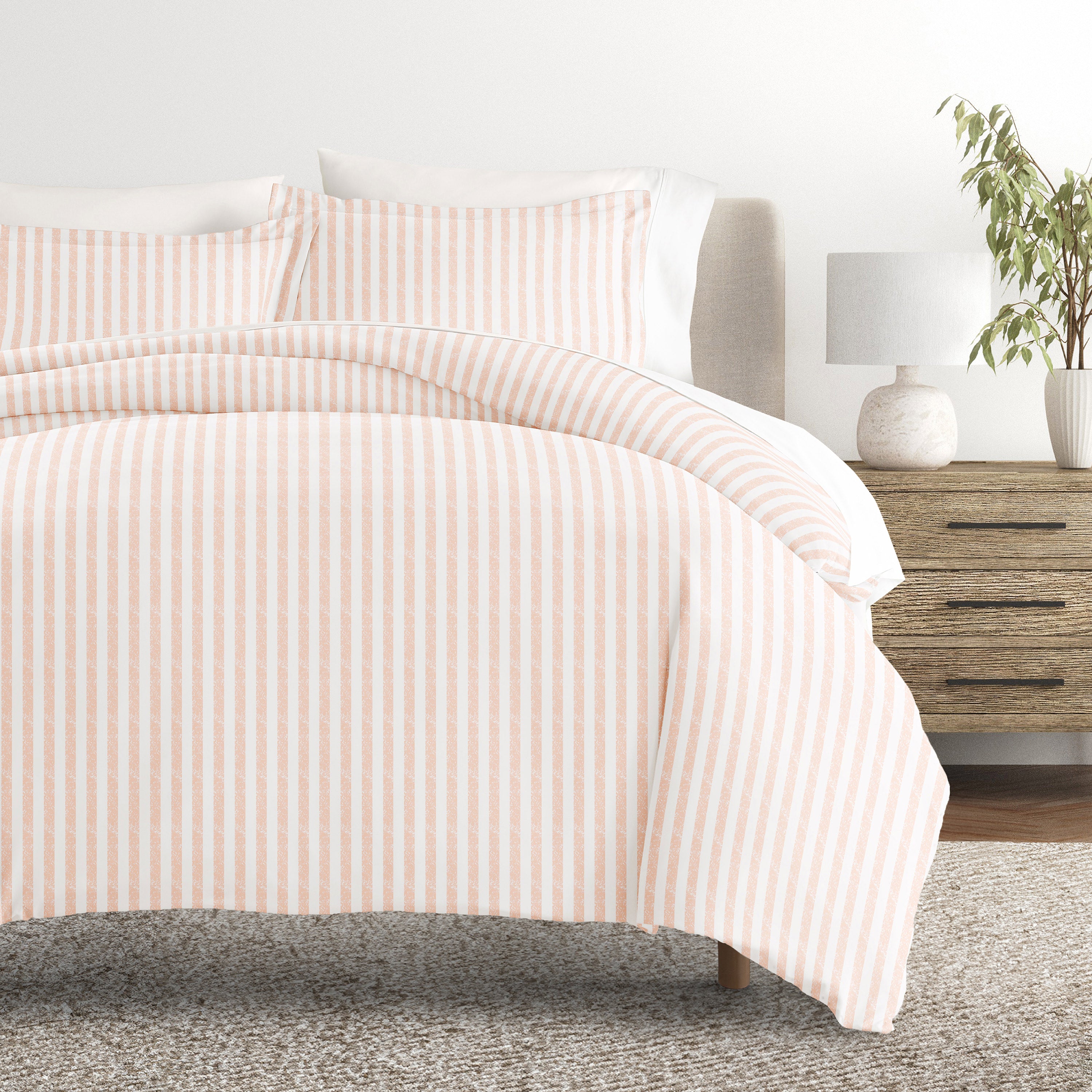 Puffed Rugged Stripes Patterned Duvet Cover Set