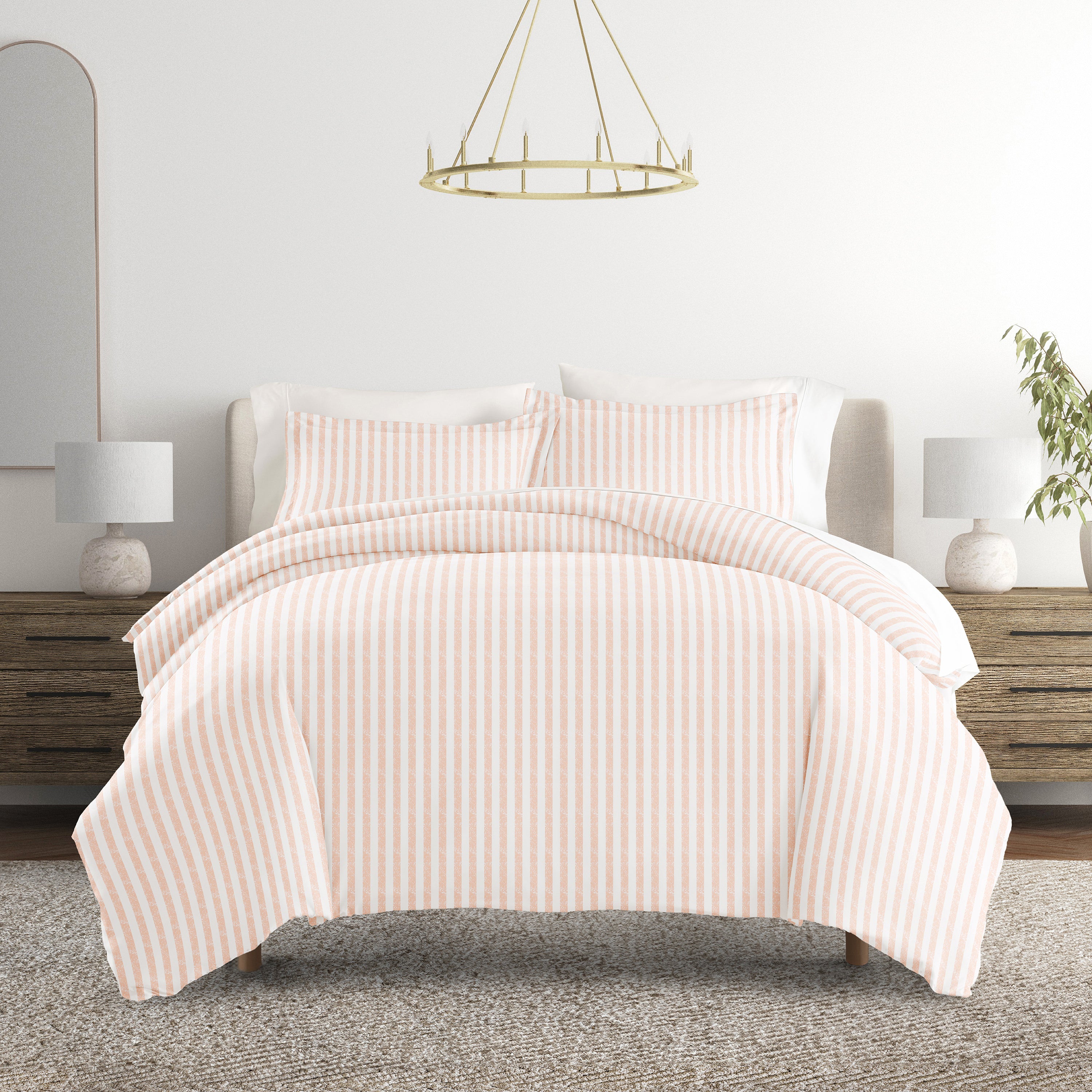 Puffed Rugged Stripes Patterned Duvet Cover Set
