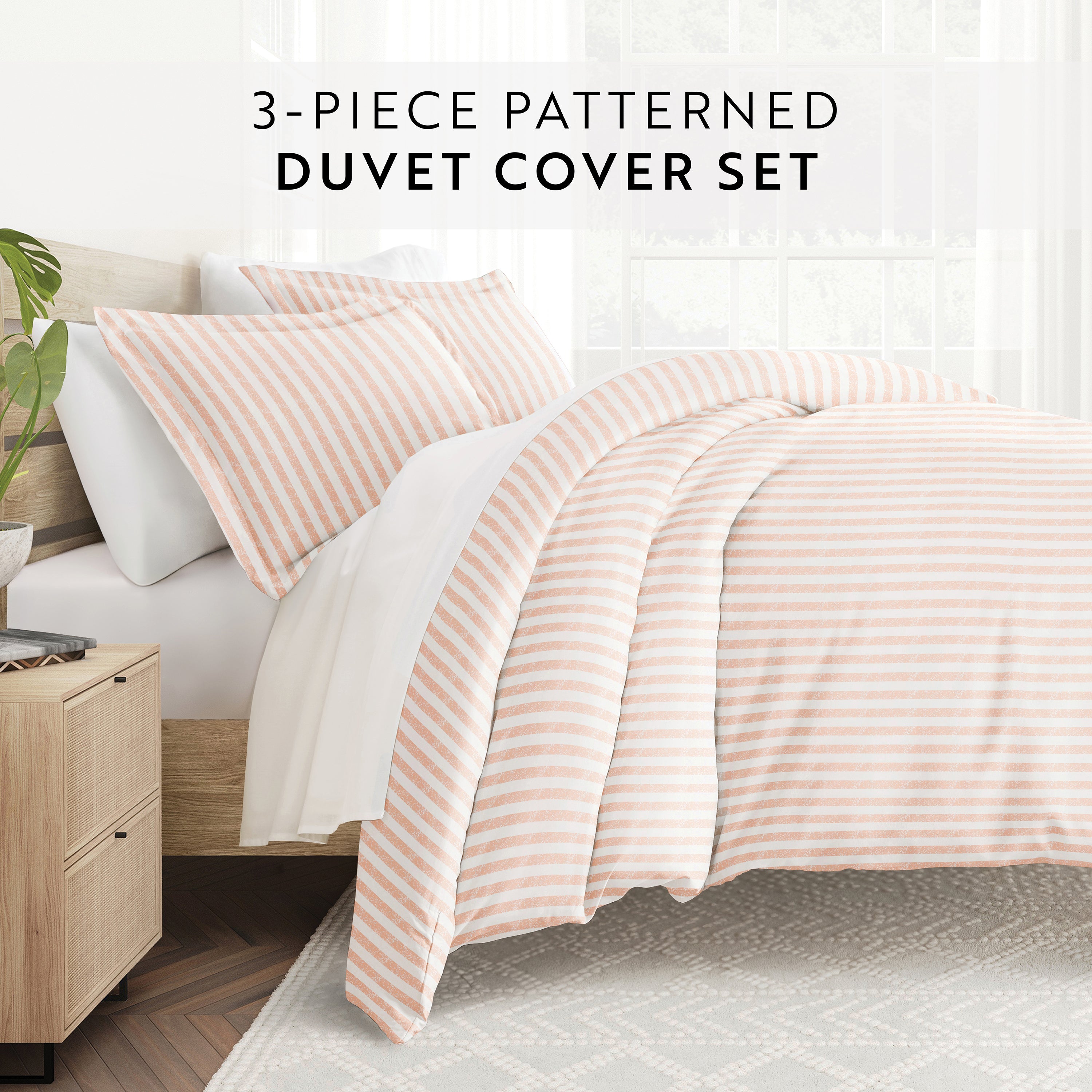 Puffed Rugged Stripes Patterned Duvet Cover Set