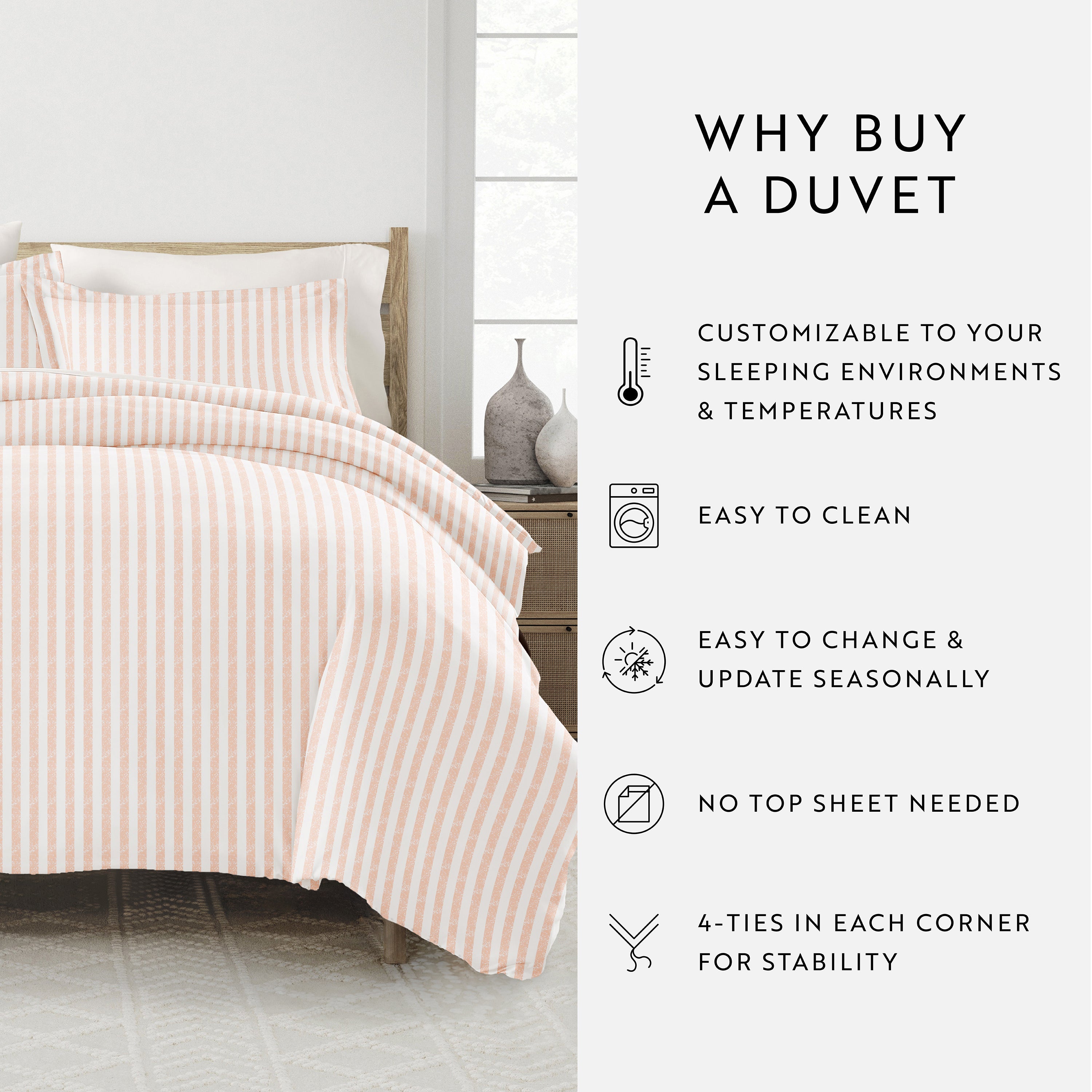 Puffed Rugged Stripes Patterned Duvet Cover Set