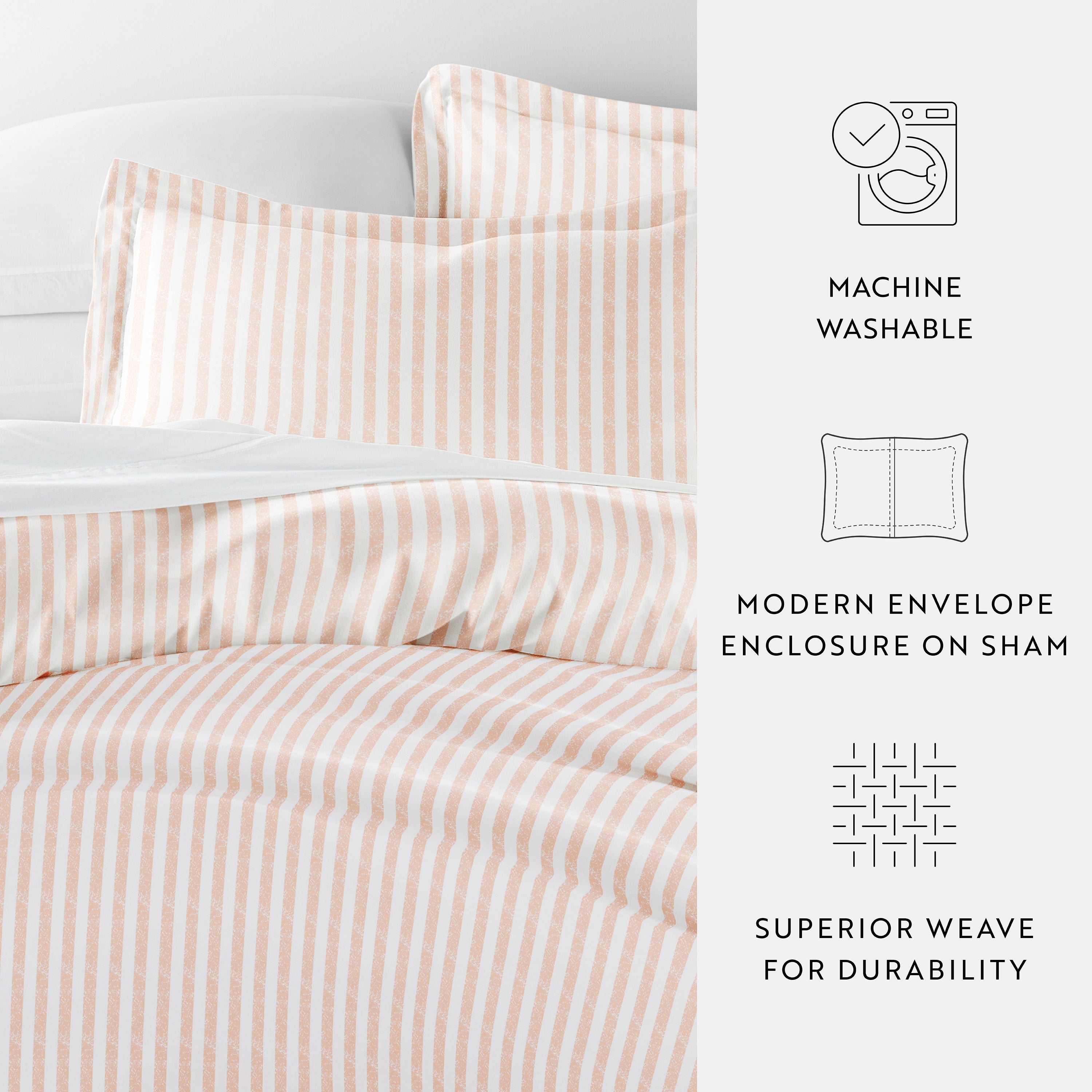 Puffed Rugged Stripes Patterned Duvet Cover Set