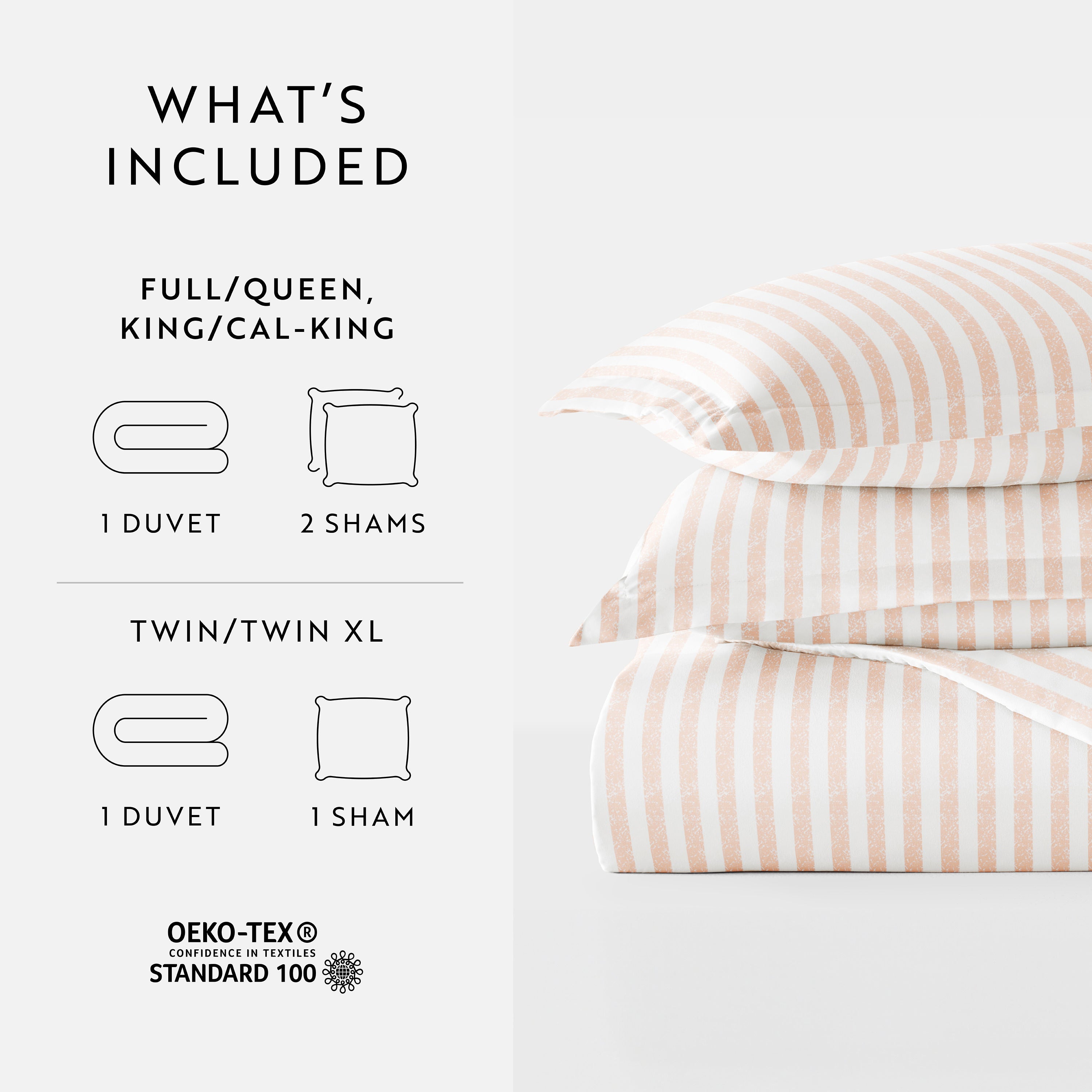 Puffed Rugged Stripes Patterned Duvet Cover Set