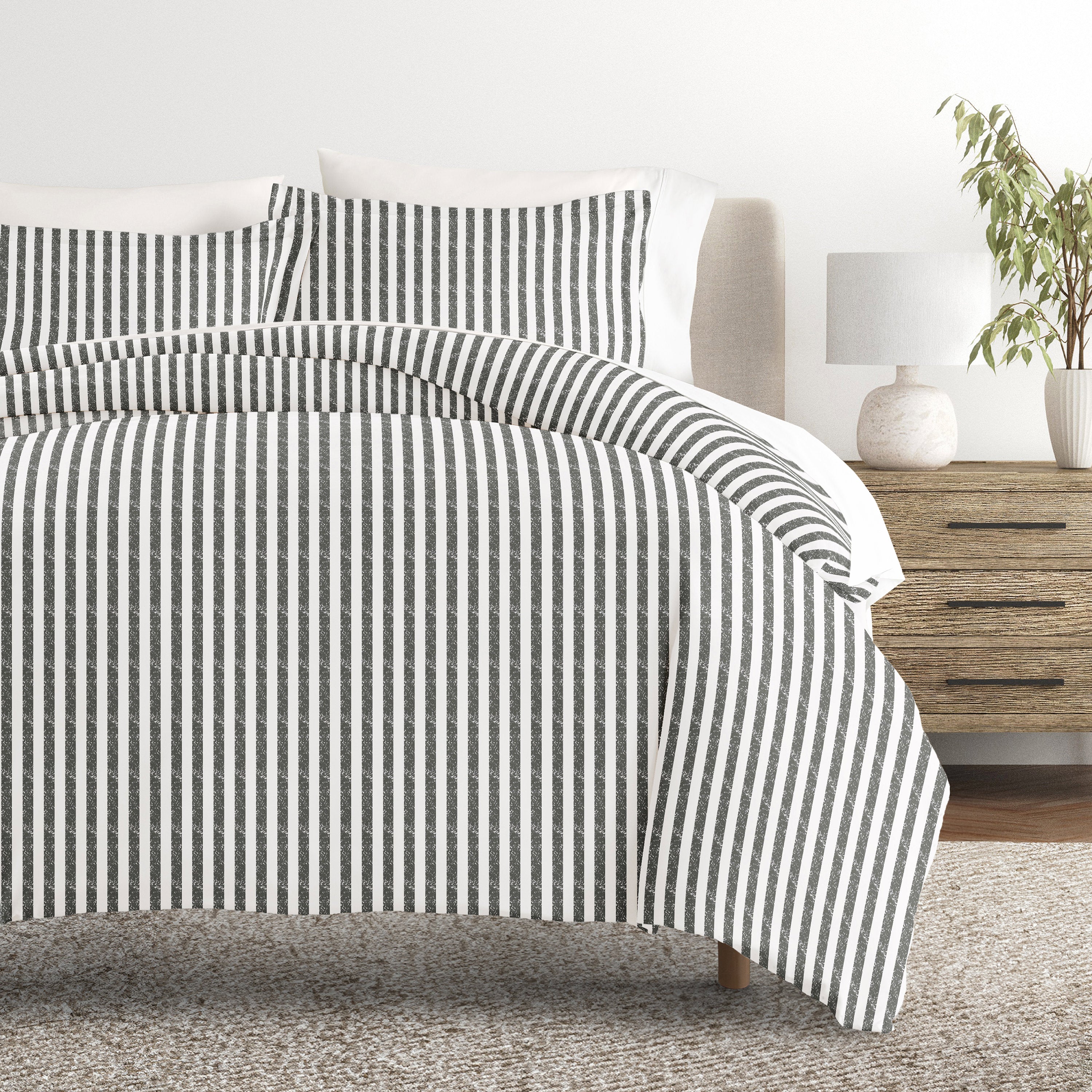 Puffed Rugged Stripes Patterned Duvet Cover Set