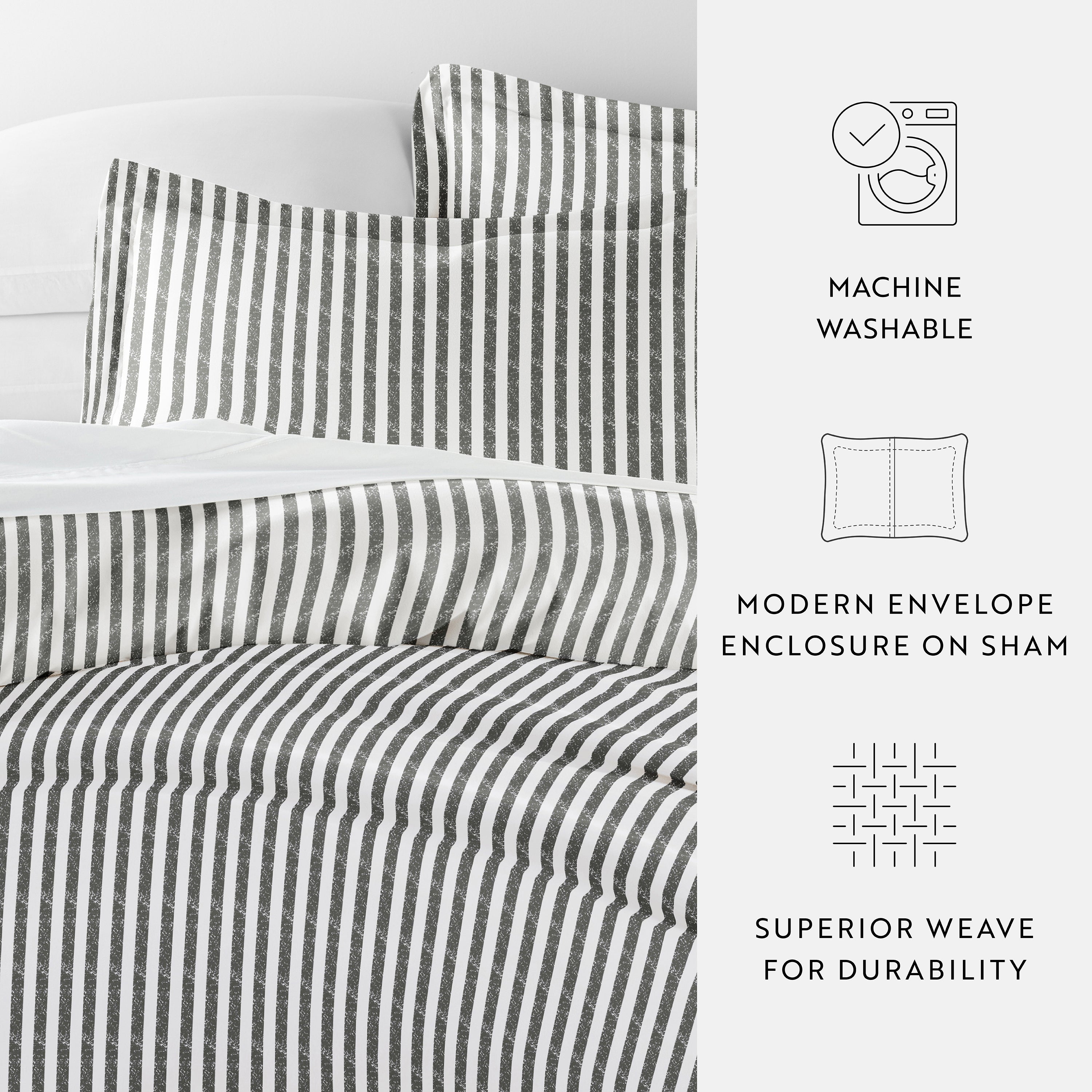 Puffed Rugged Stripes Patterned Duvet Cover Set