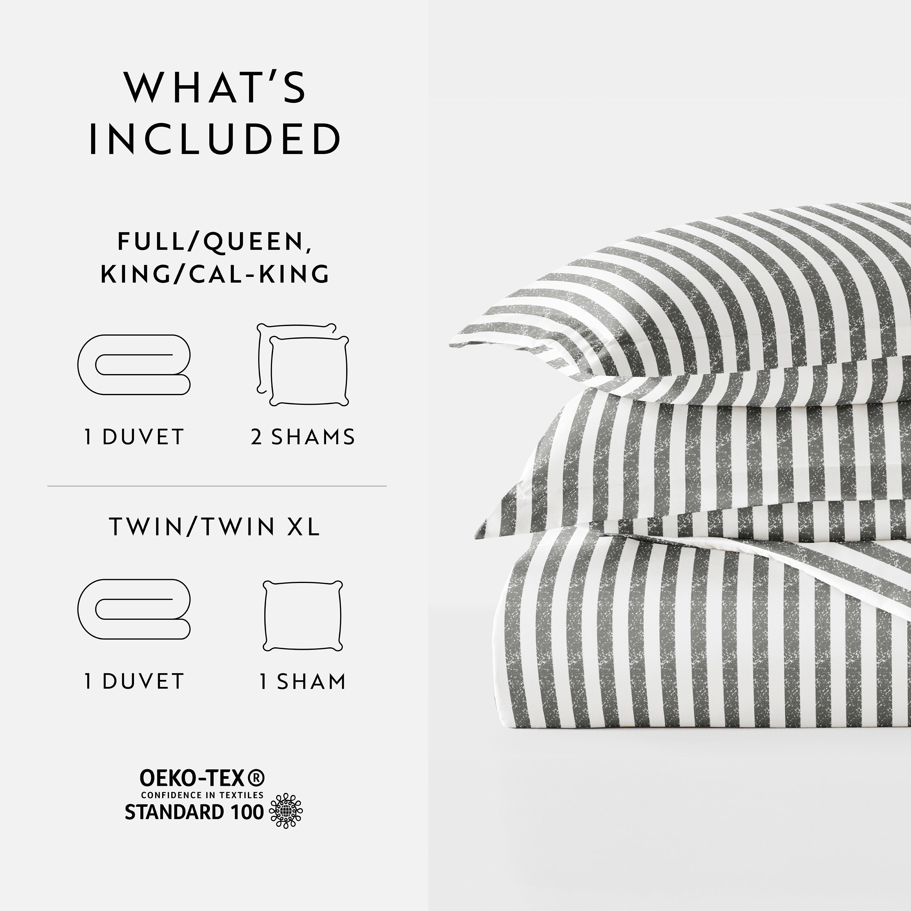 Puffed Rugged Stripes Patterned Duvet Cover Set
