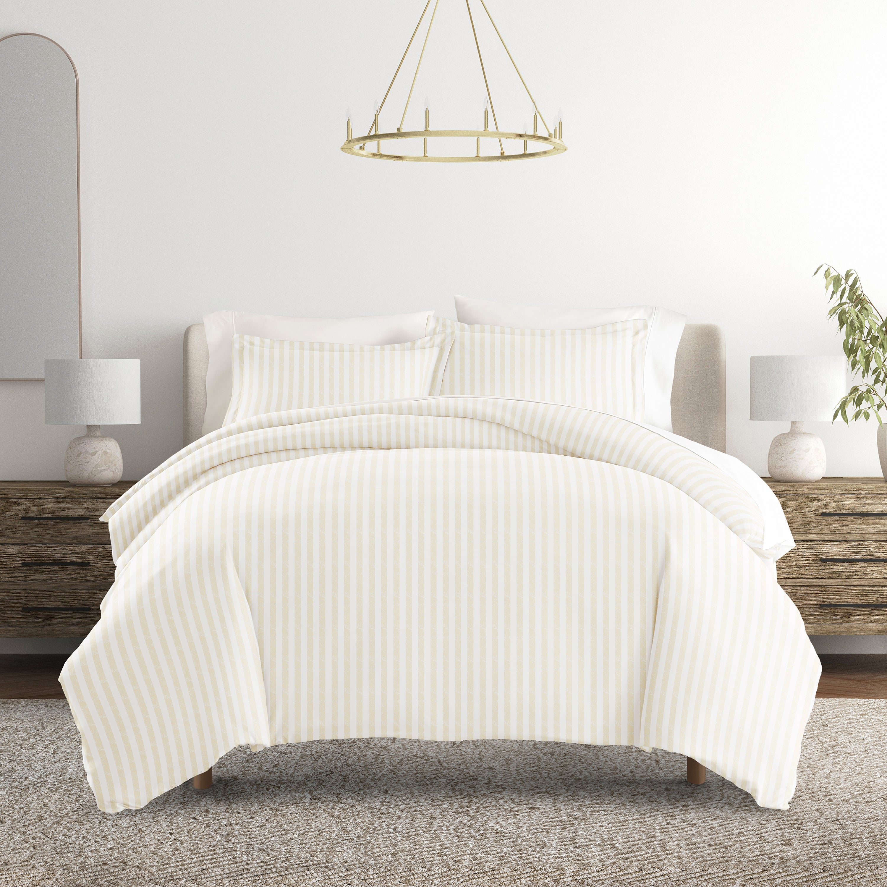 Puffed Rugged Stripes Patterned Duvet Cover Set