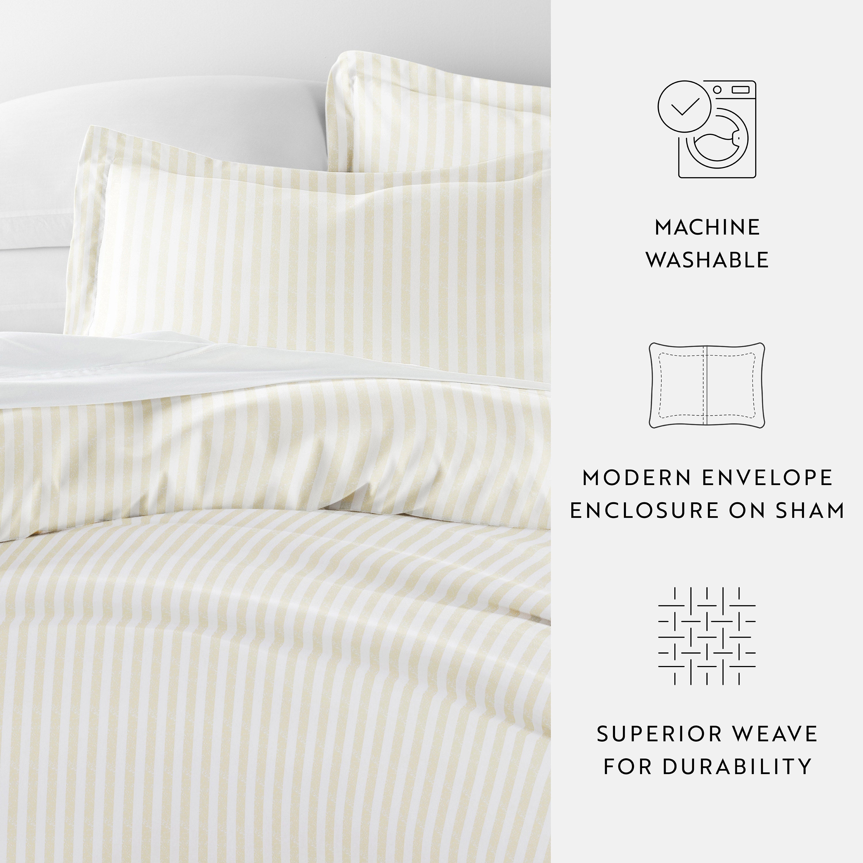 Puffed Rugged Stripes Patterned Duvet Cover Set