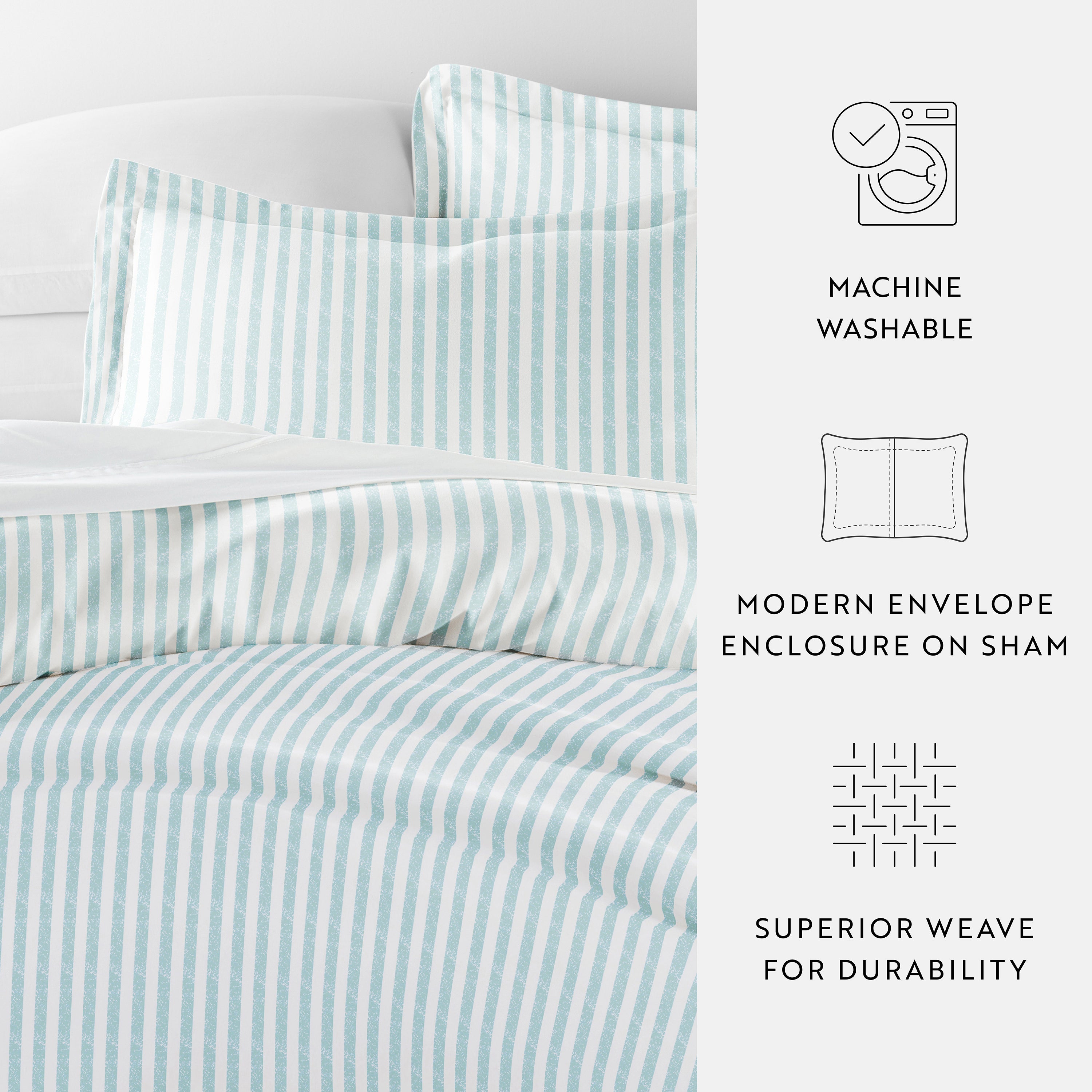 Puffed Rugged Stripes Patterned Duvet Cover Set