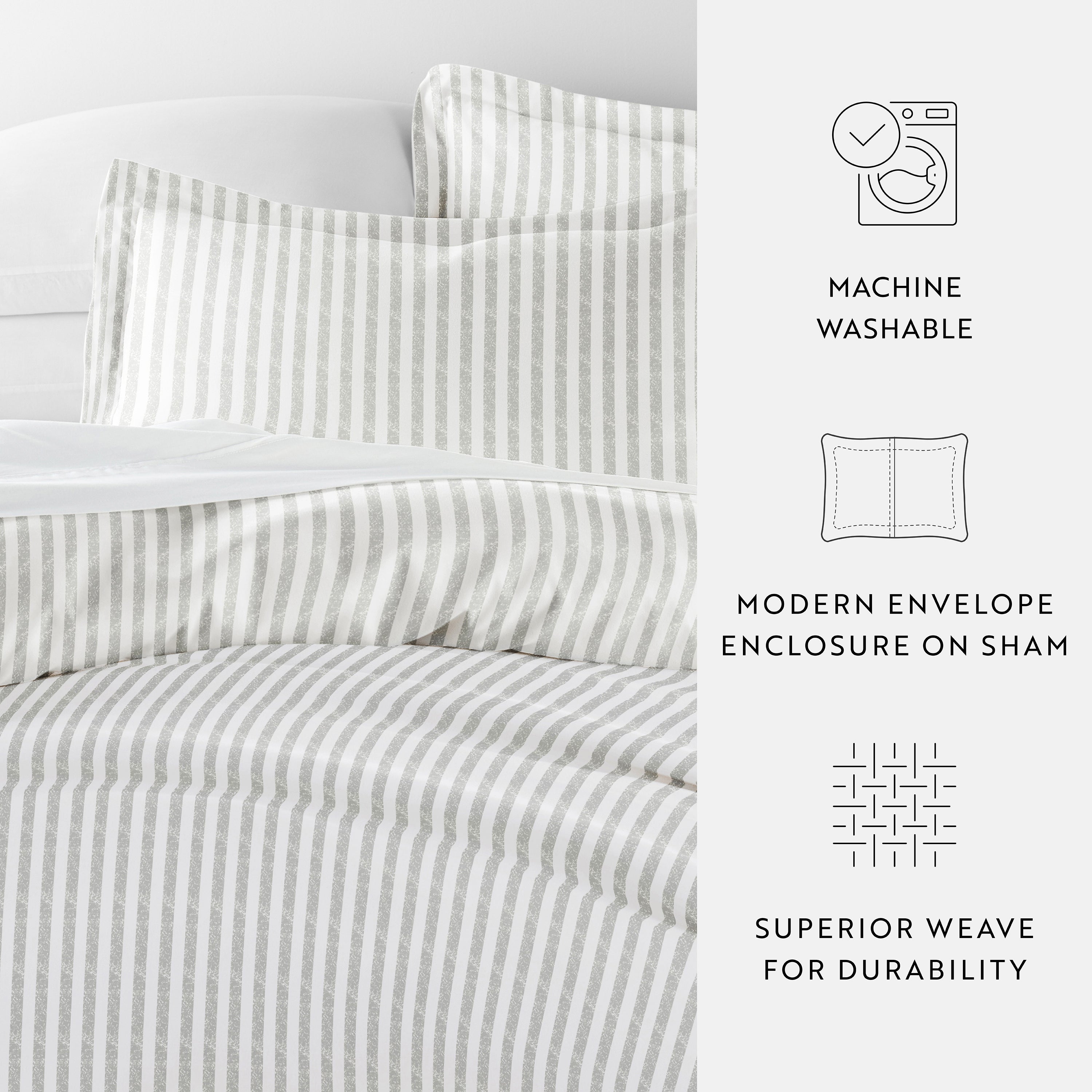 Puffed Rugged Stripes Patterned Duvet Cover Set