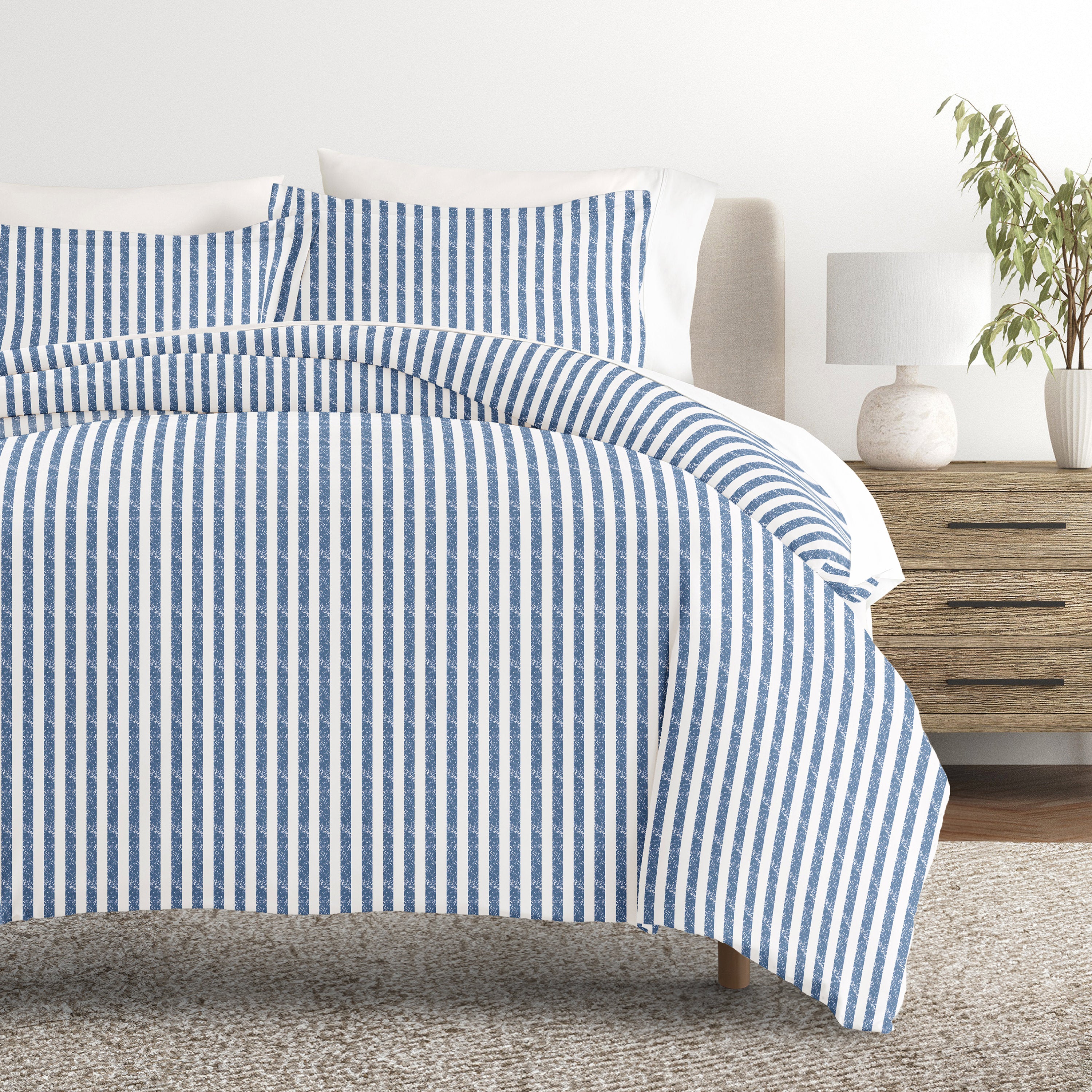 Puffed Rugged Stripes Patterned Duvet Cover Set