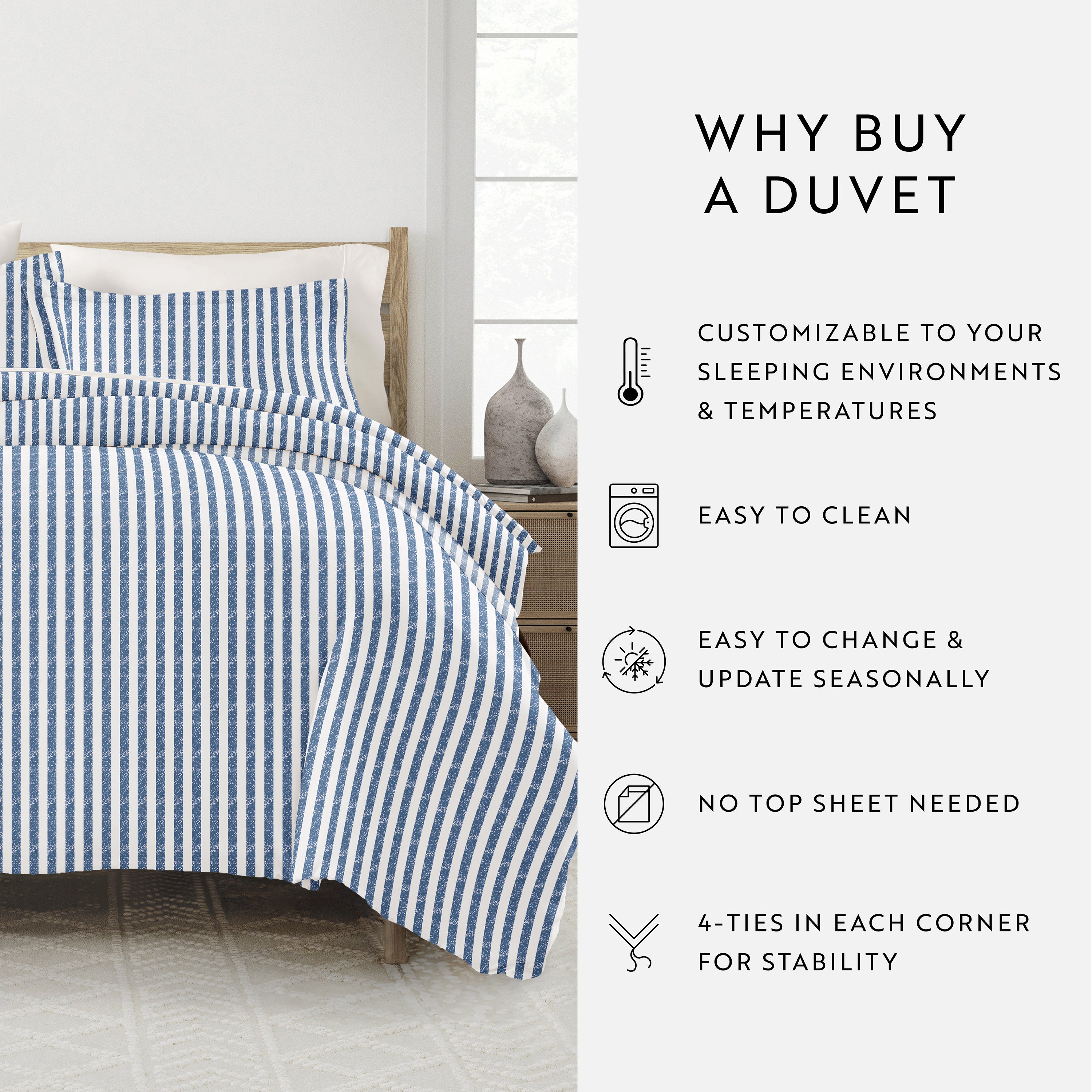 Puffed Rugged Stripes Patterned Duvet Cover Set