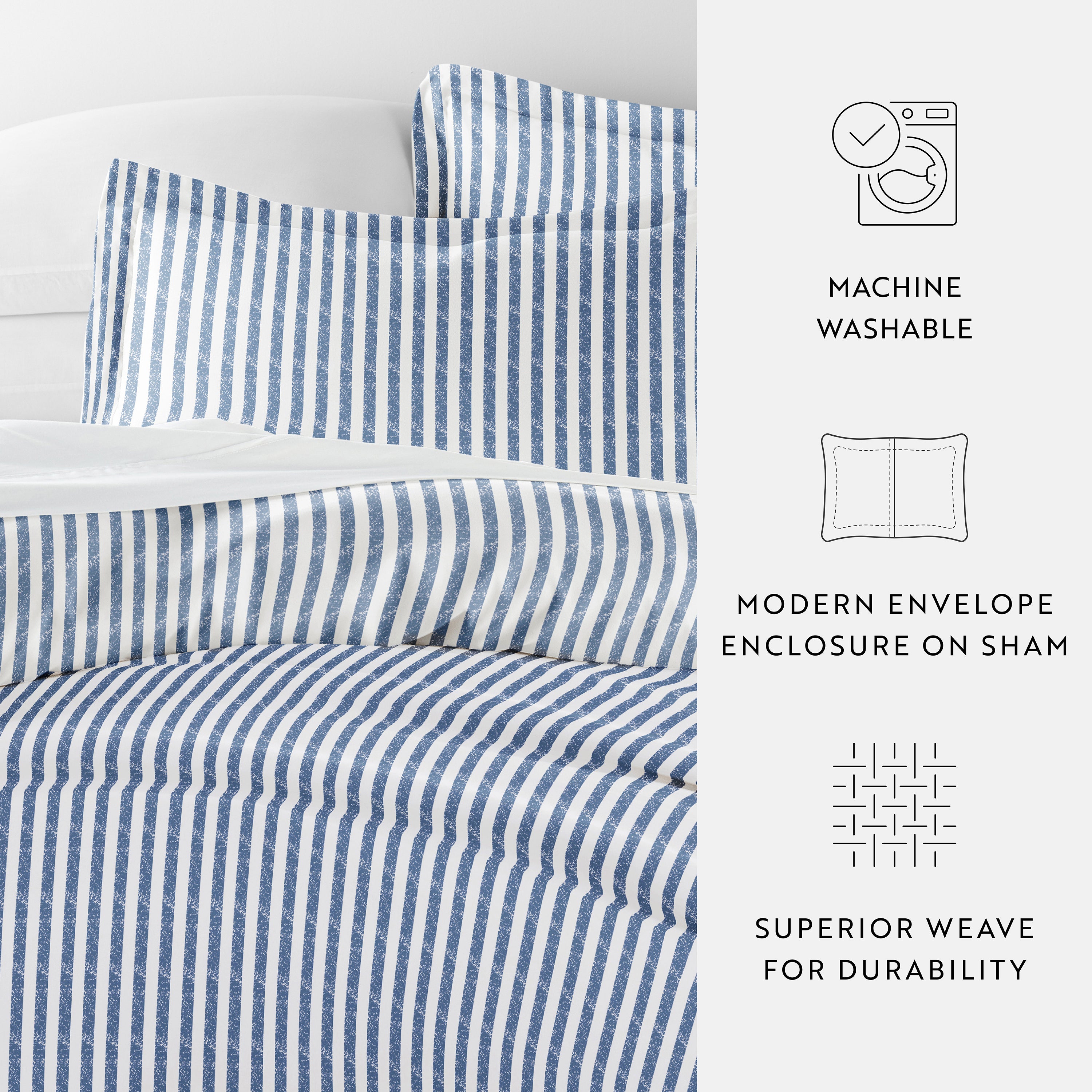 Puffed Rugged Stripes Patterned Duvet Cover Set