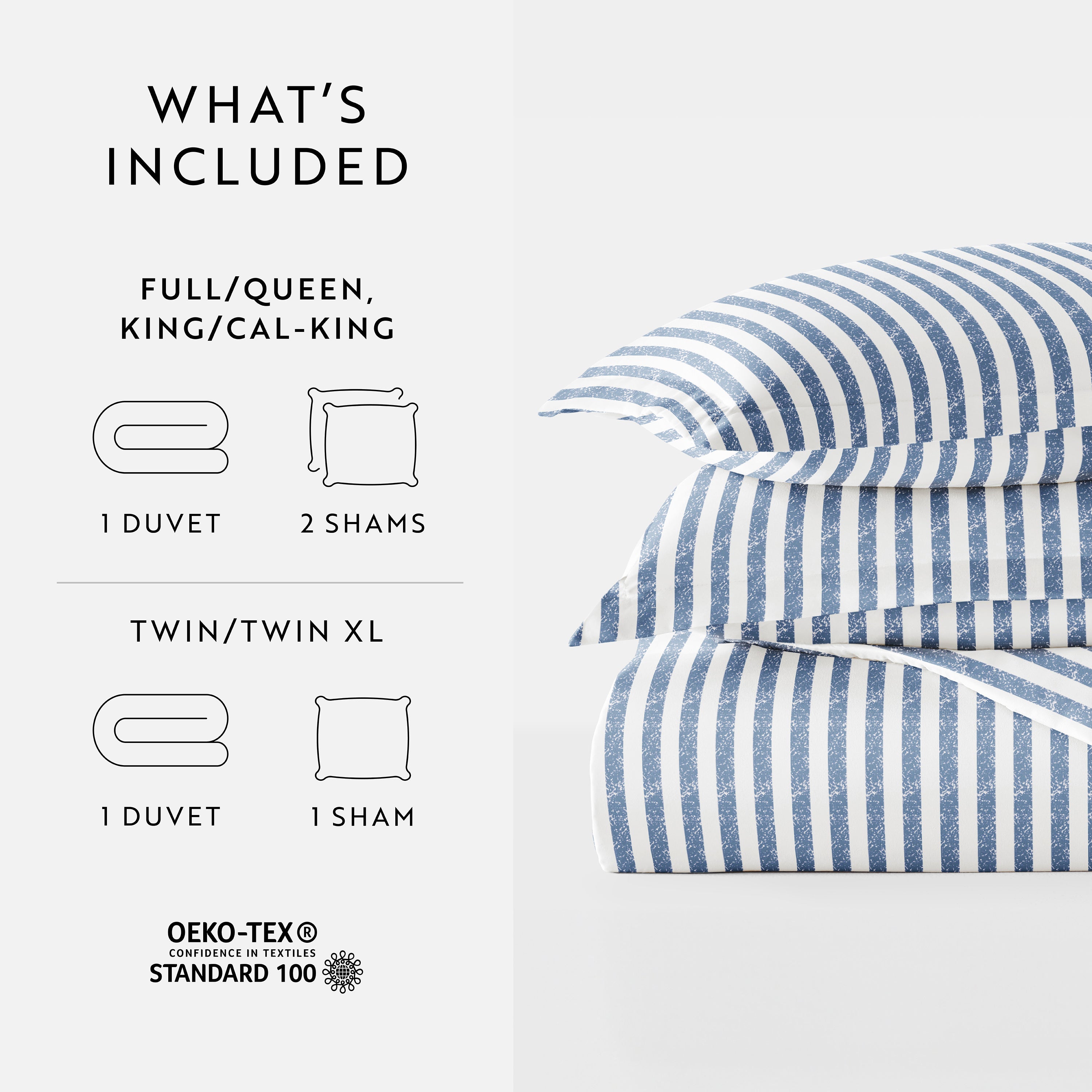 Puffed Rugged Stripes Patterned Duvet Cover Set