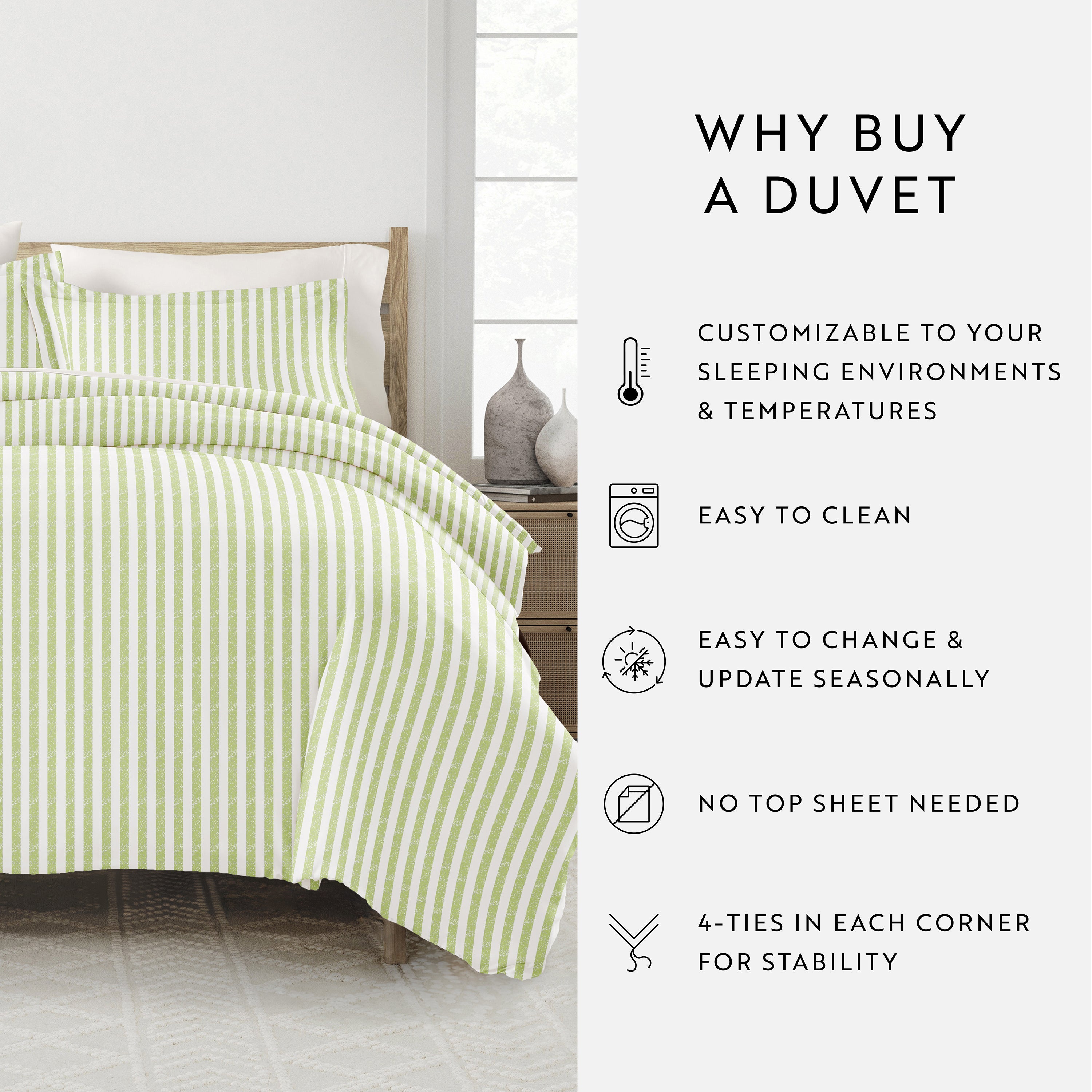Puffed Rugged Stripes Patterned Duvet Cover Set