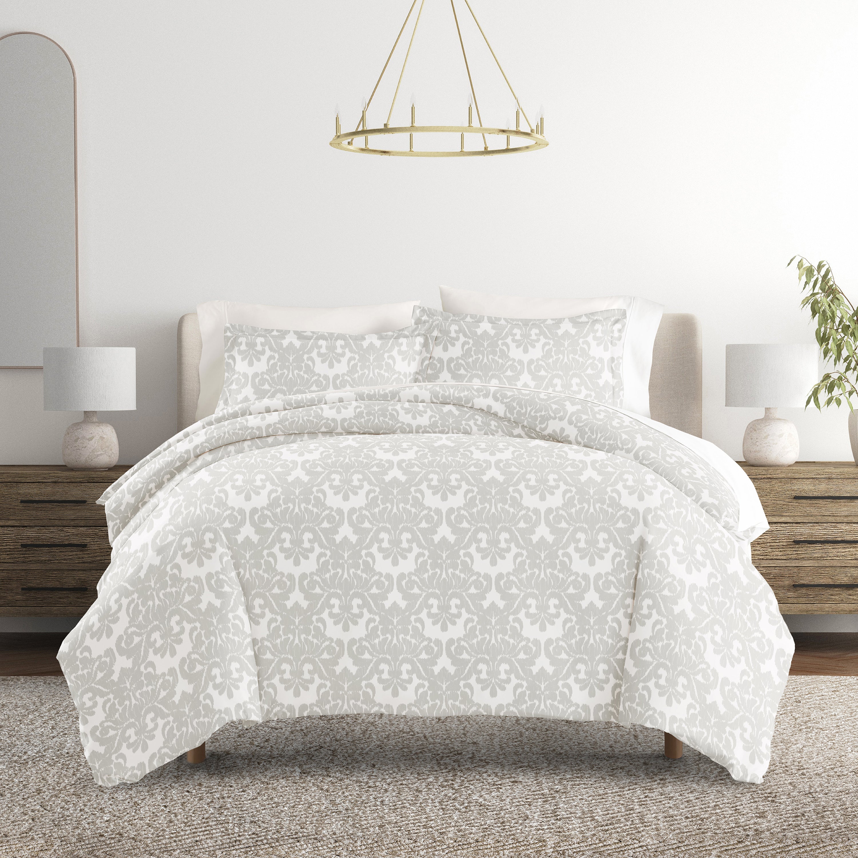 Soft Damask Patterned Duvet Cover Set