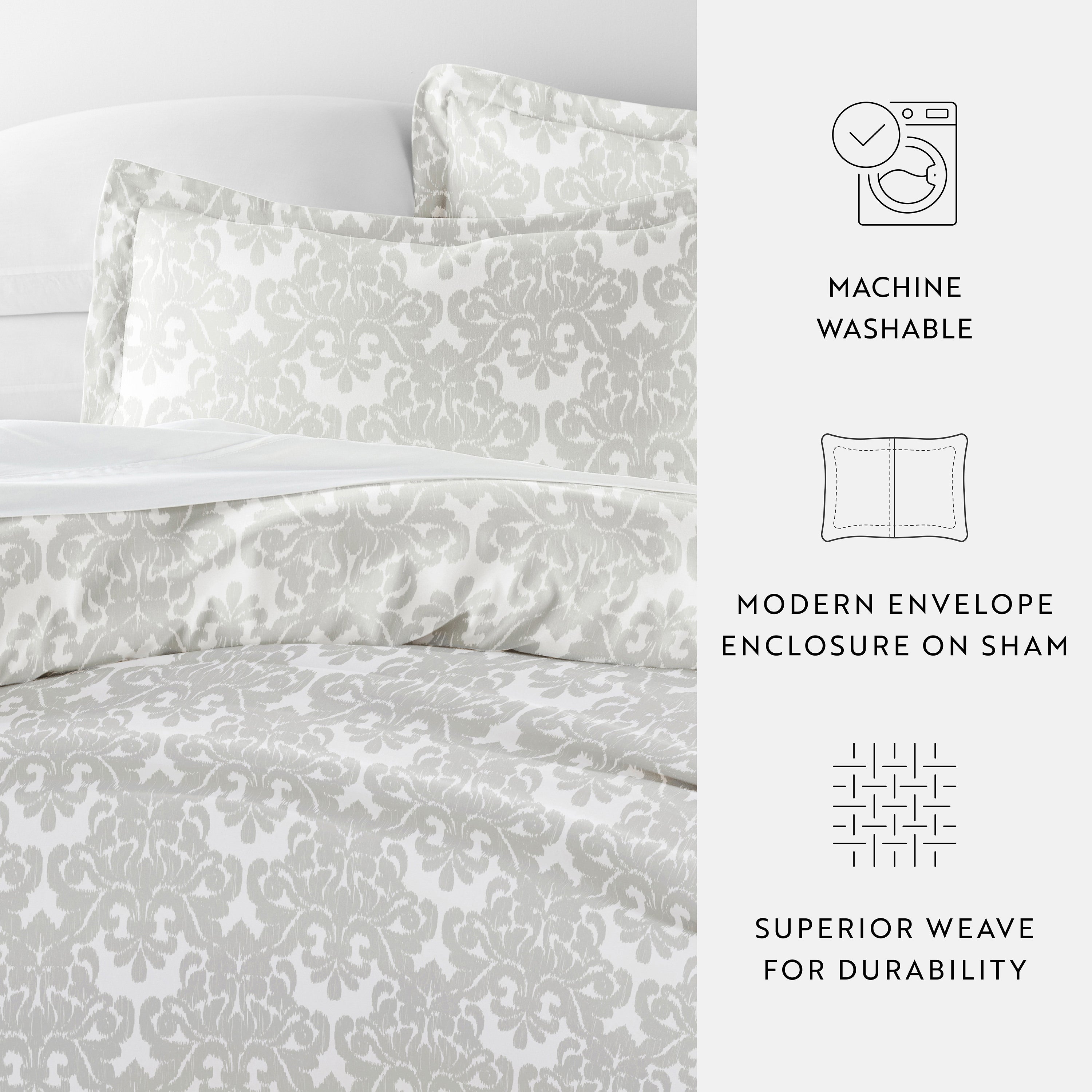 Soft Damask Patterned Duvet Cover Set