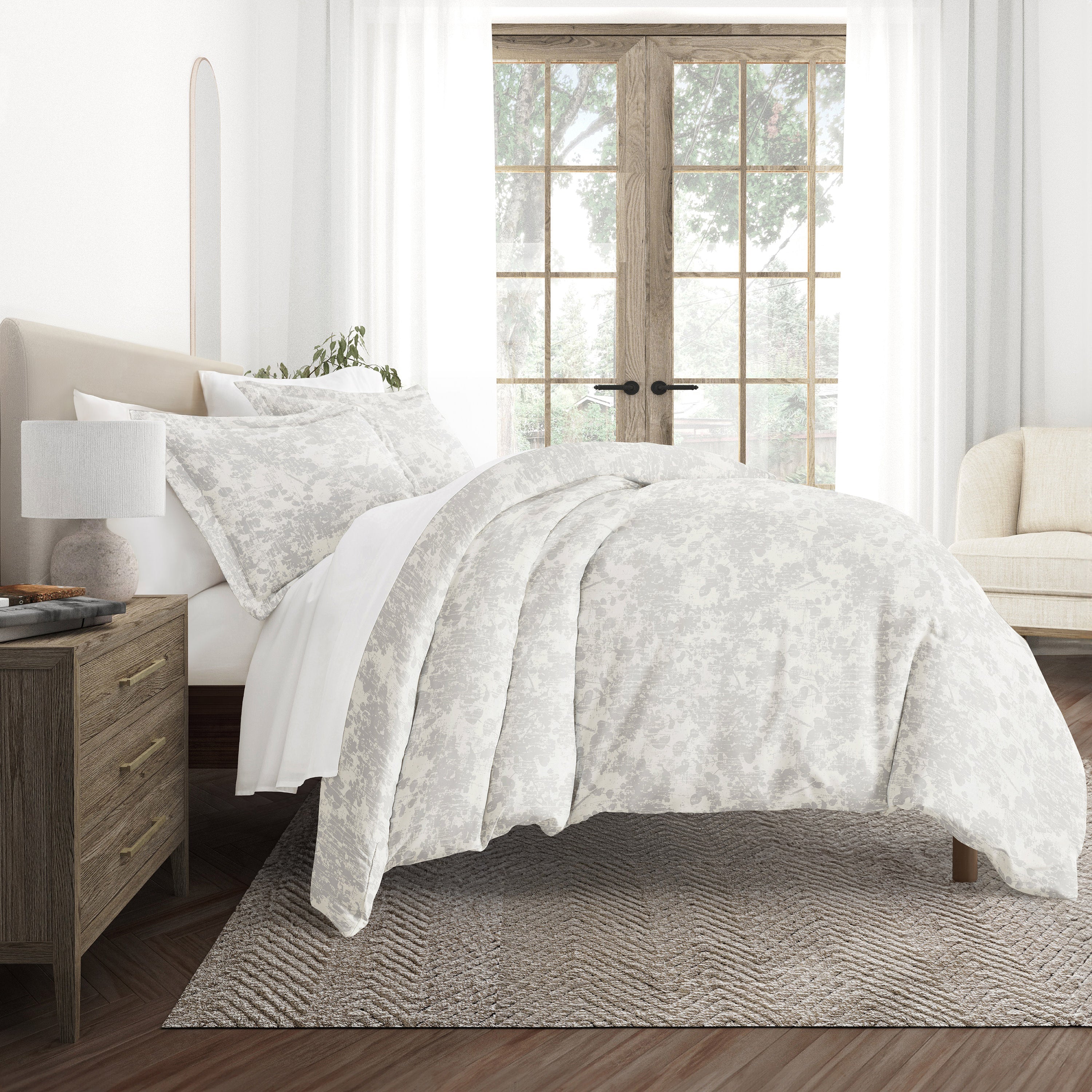 Weathered Floral Patterned Duvet Cover Set