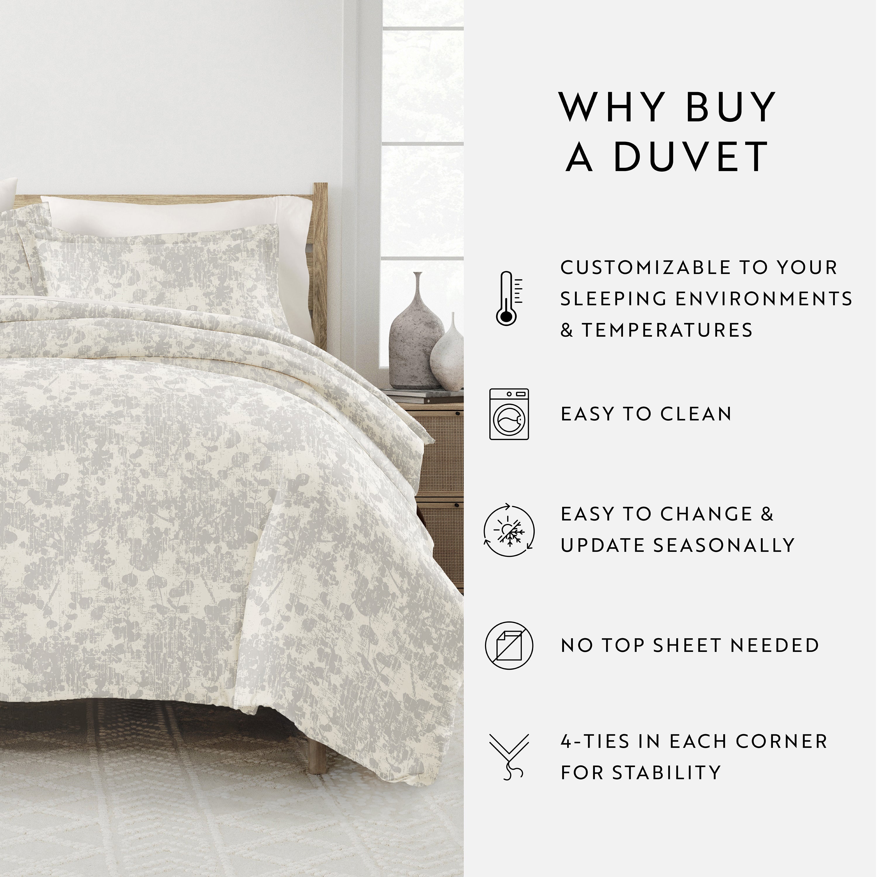 Weathered Floral Patterned Duvet Cover Set