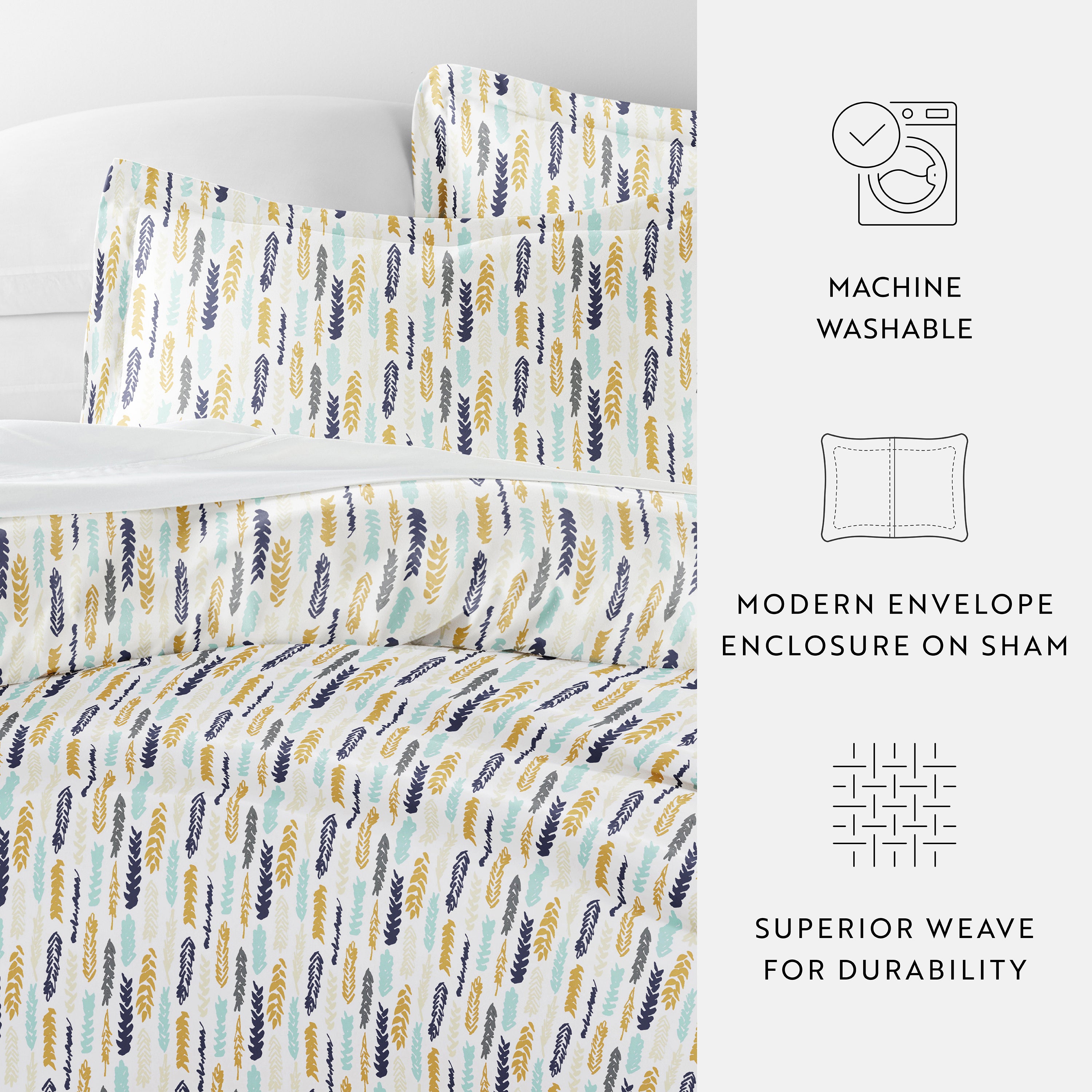 Feathers Patterned Duvet Cover Set