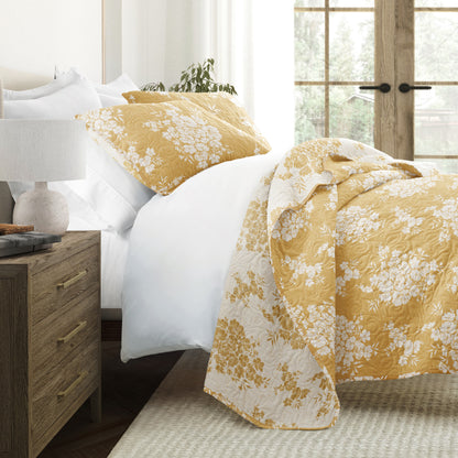 3 Piece Quilt Set - Super Soft - Lightweight - All Season Quilted Coverlet - Timeless Patterns