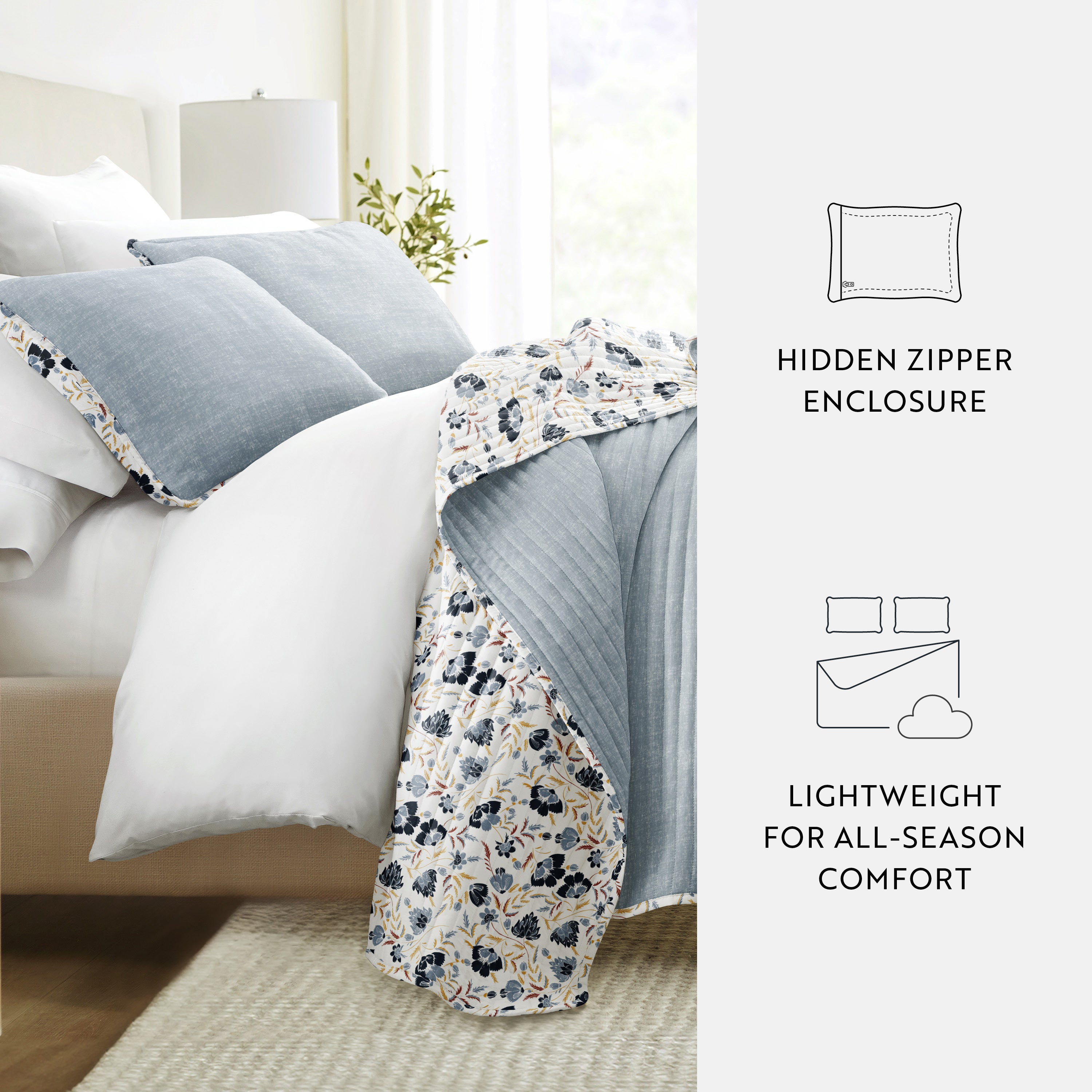 French Jacobean Patterned Quilted Coverlet Set
