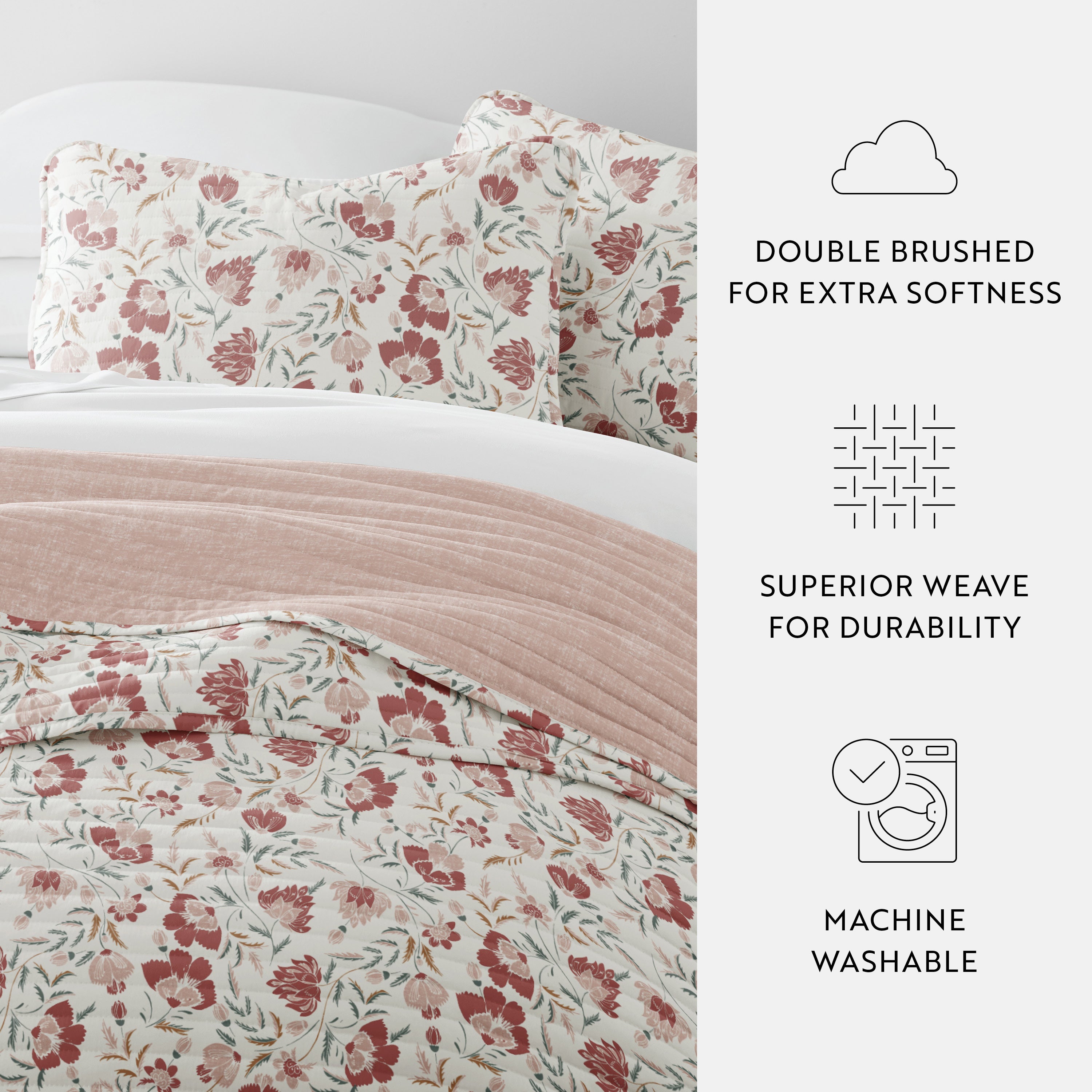 French Jacobean Patterned Quilted Coverlet Set