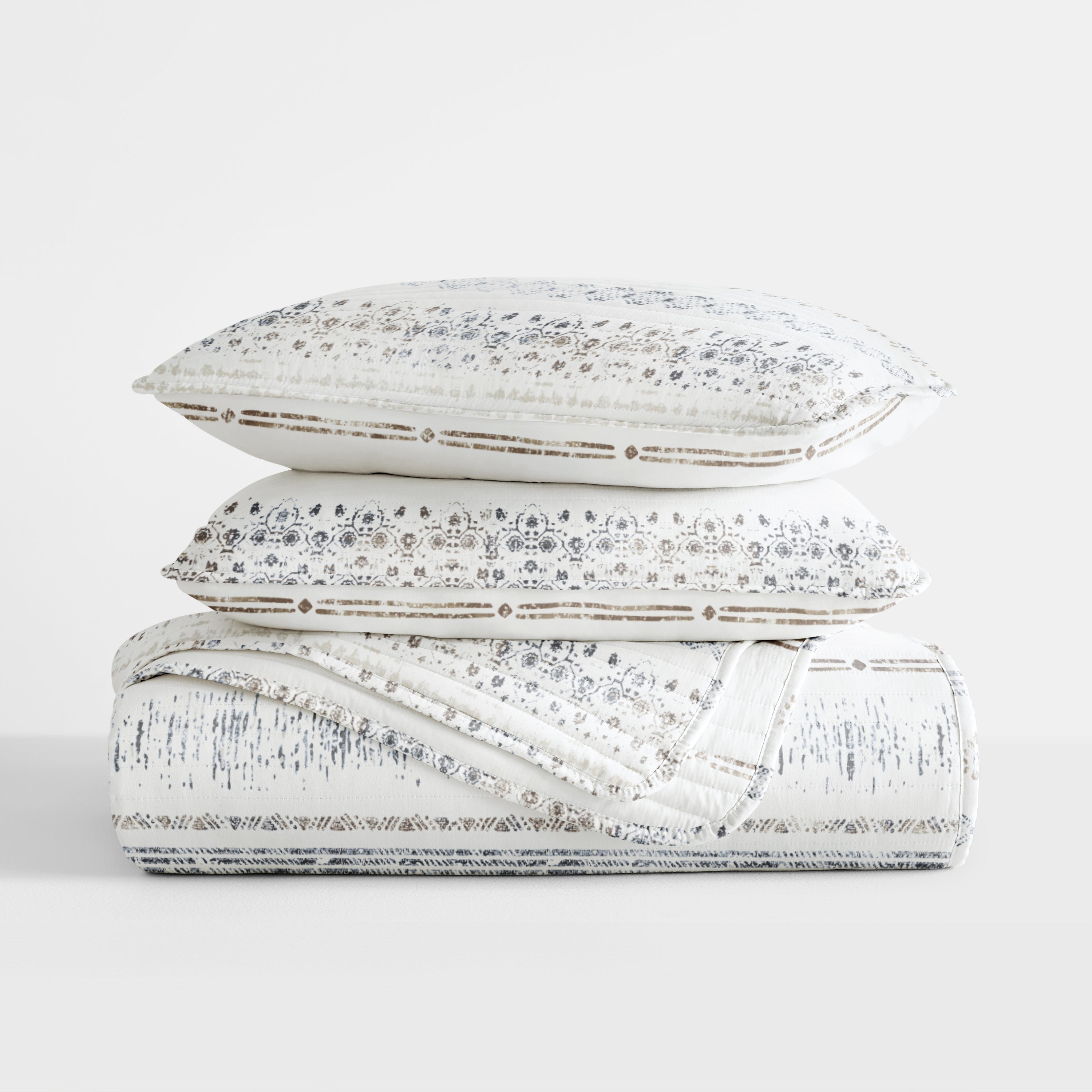Relic Stripe Patterned Quilted Coverlet Set