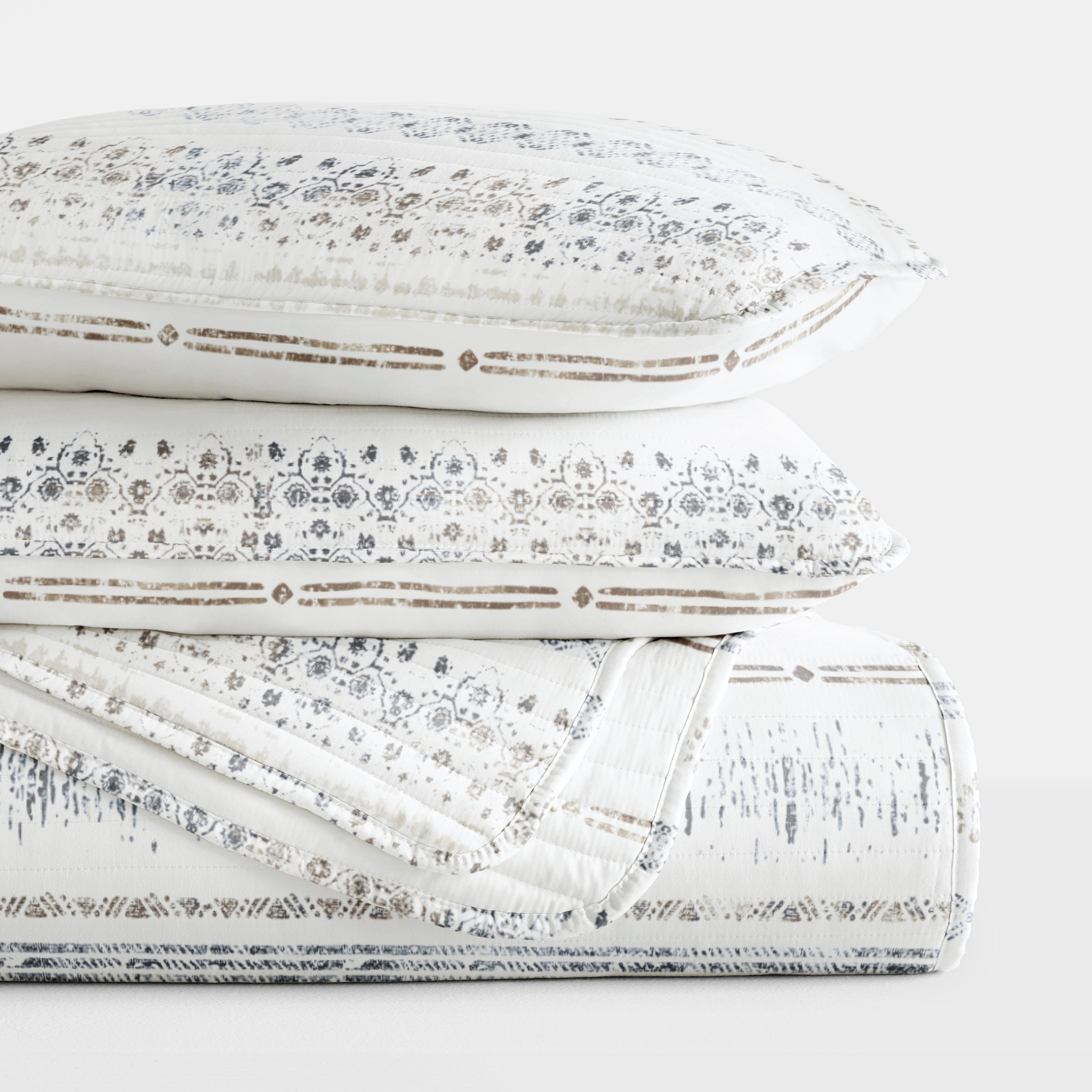 Relic Stripe Patterned Quilted Coverlet Set