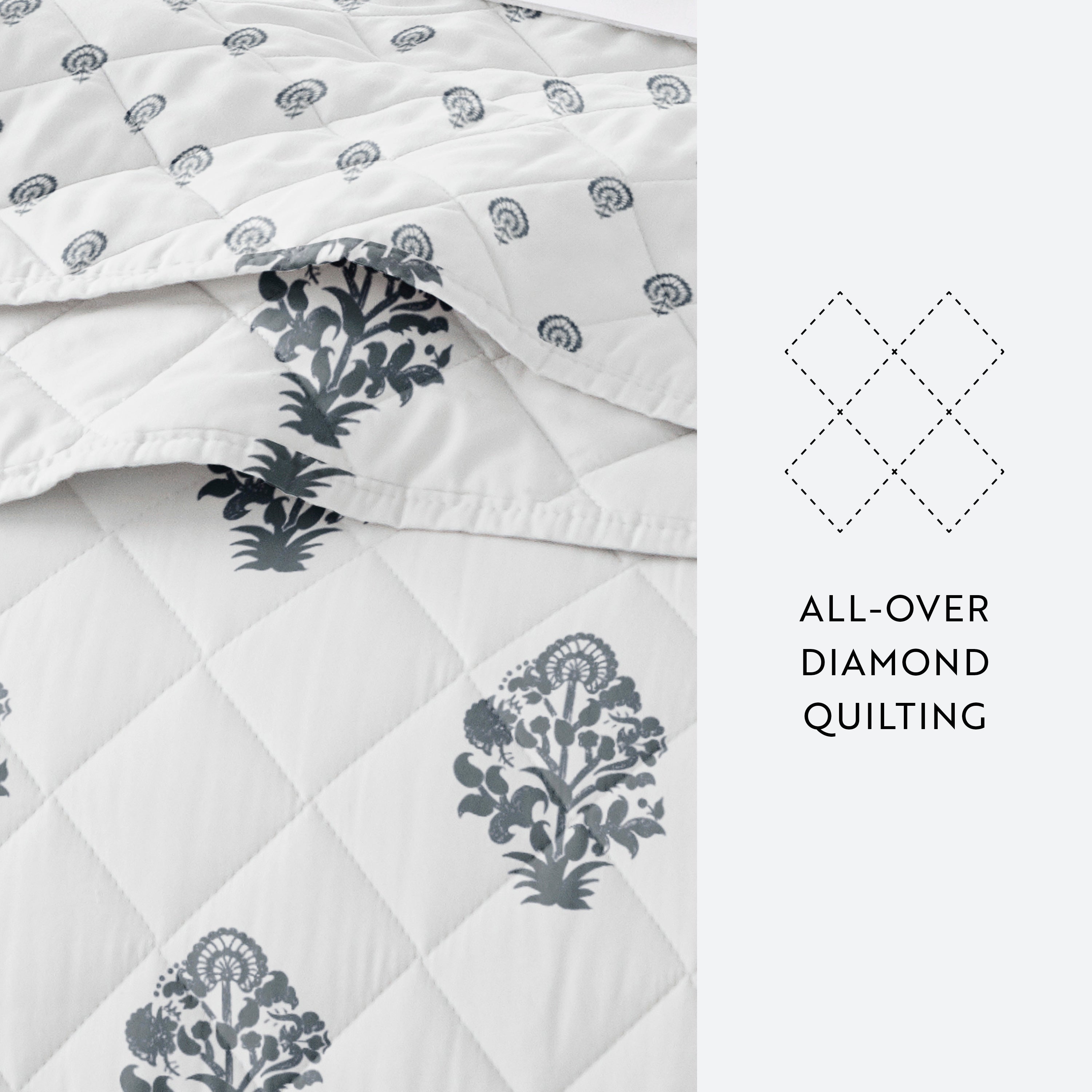 Stamped Bloom Patterned Quilted Coverlet Set