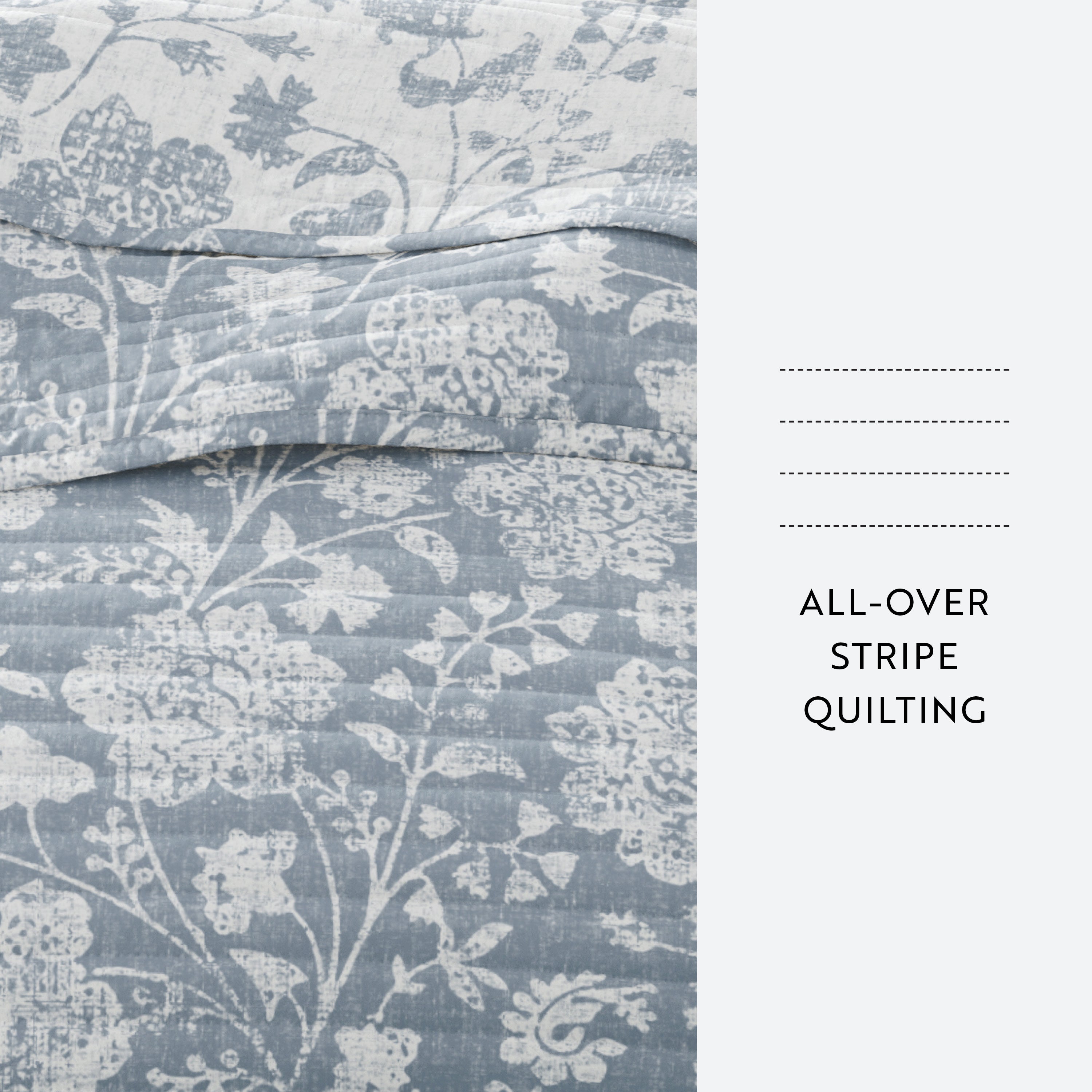 Textured Floral Patterned Quilted Coverlet Set